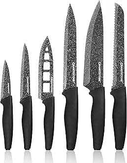 Granitestone Nutriblade Knife Set , High Grade Razor Sharp Blades Kitchen Knife Set, Toughened Stainless Steel with Nonstick Mineral Coated Surface, Rubberized Ergonomic Grip, Dishwasher Safe