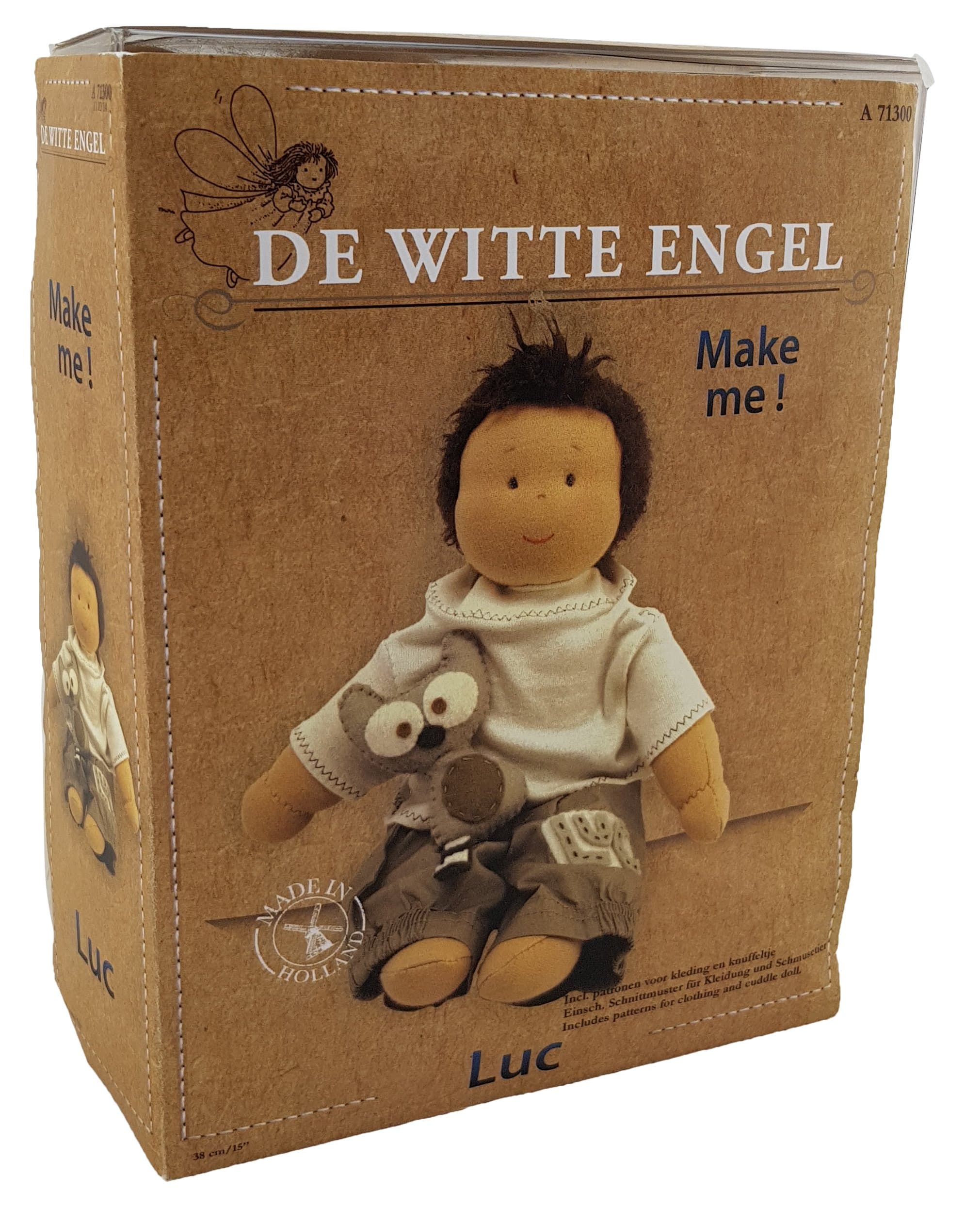 De Witte Engel Luc Diy [Waldorf Style] Doll Kit, 100 % Wool and 100 % Cotton Doll Jersey, 40 cm
