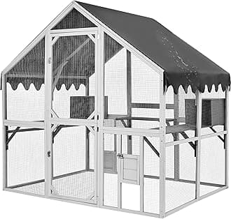 WMK Catio Outdoor Cat Enclosure, 28 ft² Outside Cat House, Sun-Proof Cat Cage with Enter Door, Waterproof Cat Shelter for Outdoor Activities, Rehabilitation Training