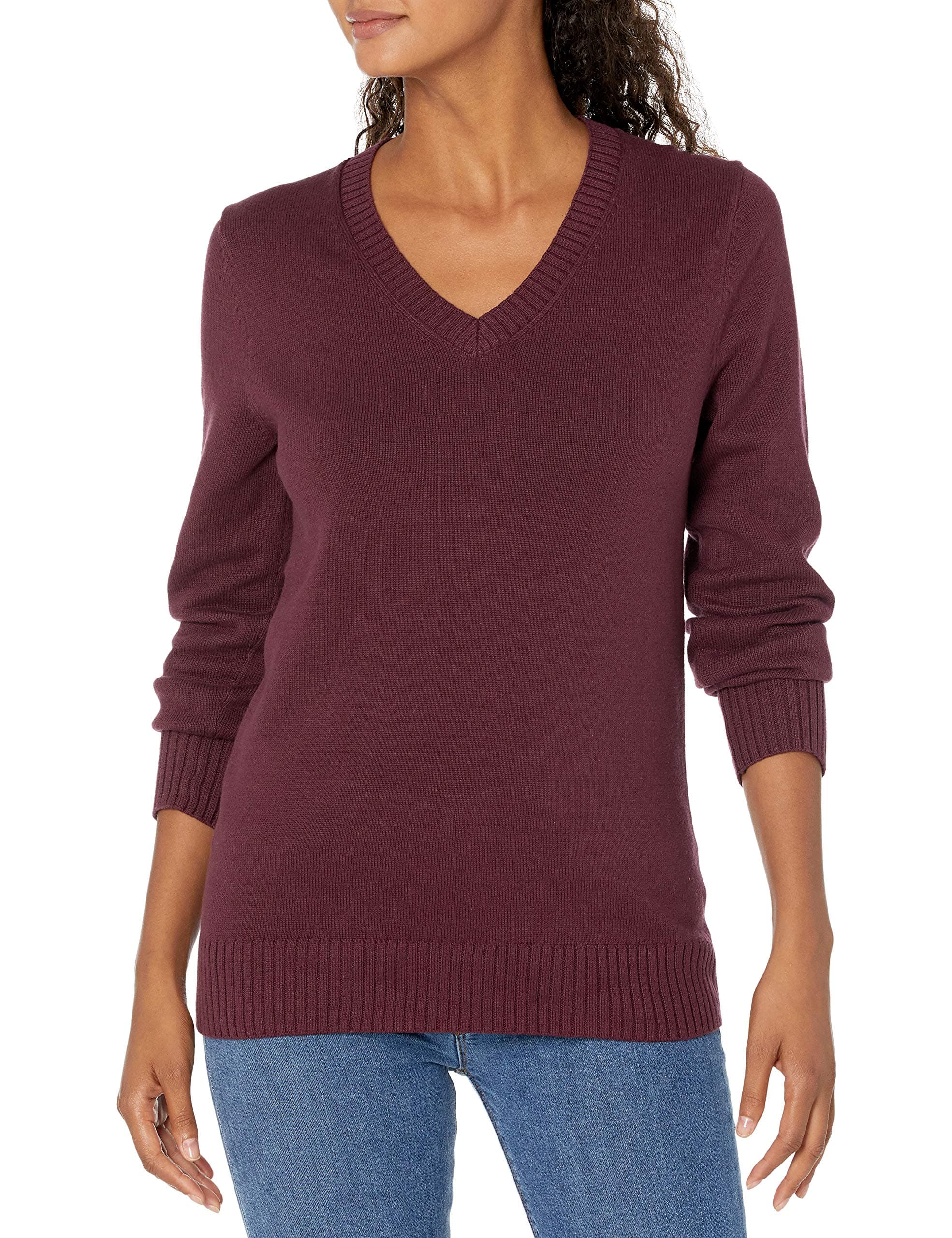 Women's Lightweight Long-Sleeve V-Neck Cotton Sweater