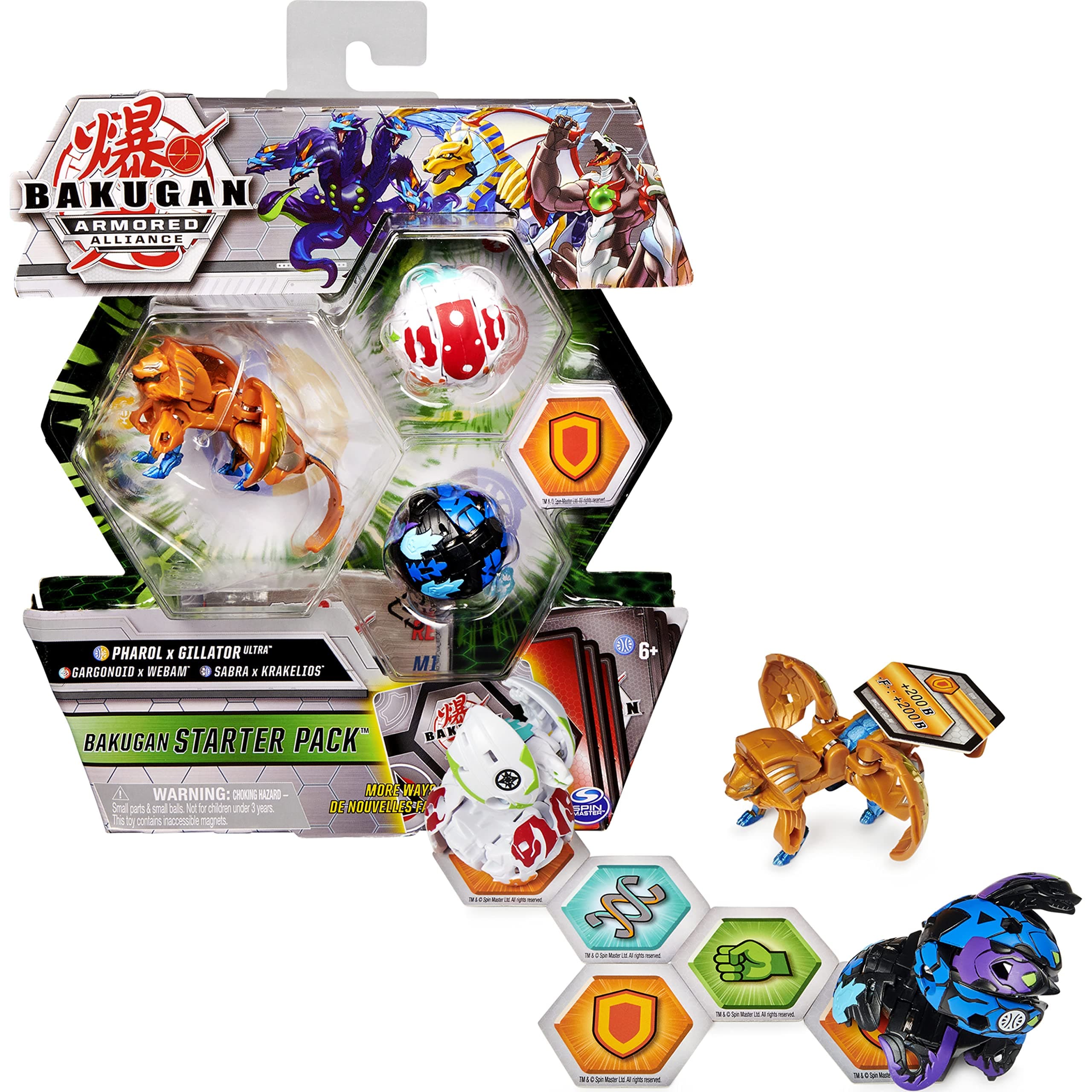 Bakugan Starter Pack 3-Pack, Fused Pharol x Gillator Ultra, Armored Alliance Collectible Action Figures