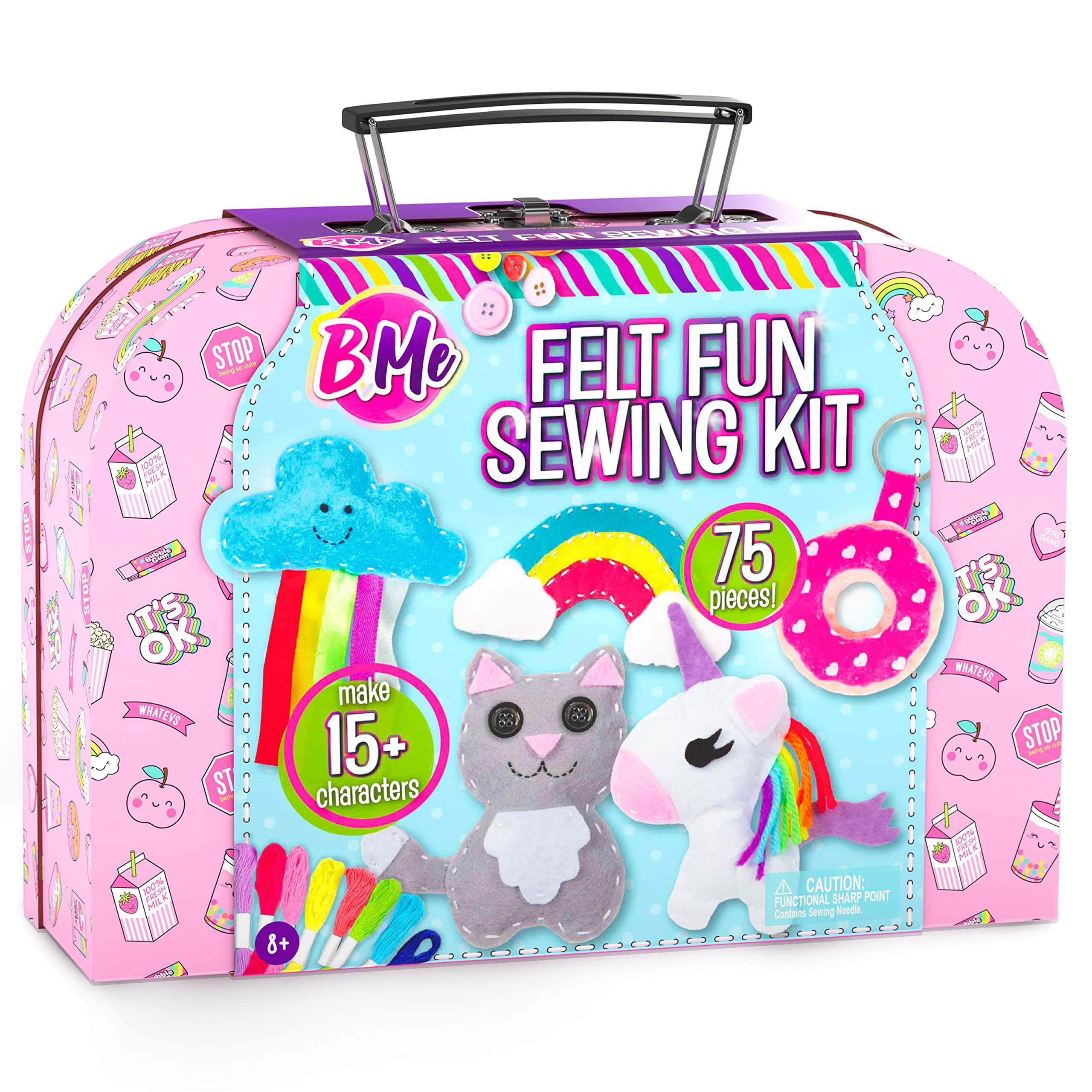 Felt Creative Arts and Craft Sewing Supplies Kit for Boys and Girl Ages 8+ Make Your Own 15+ DIY Characters - Educational Hand Sewing Box Set - Starter Beginner Sewing Kits – Gifts for Kids