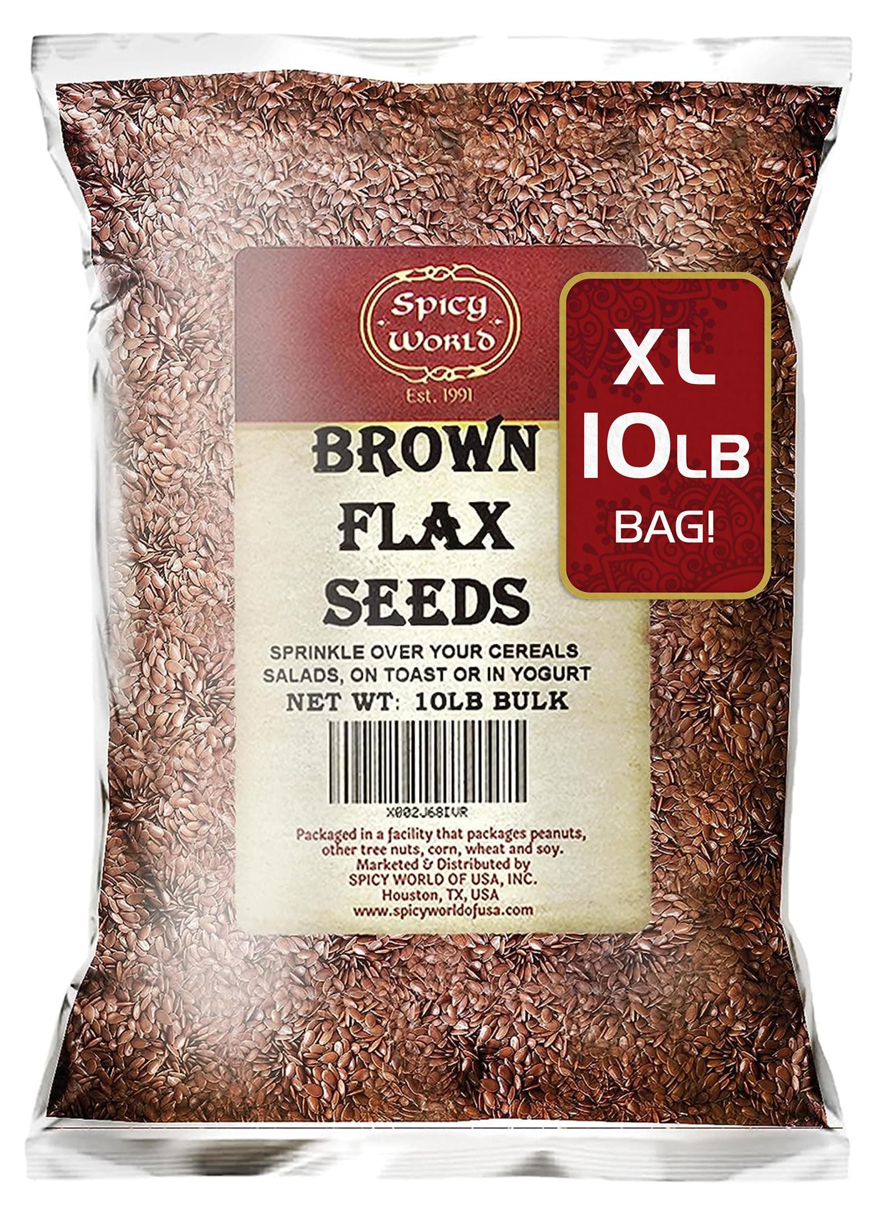 Spicy World Brown Flaxseed, 10 Pound Box