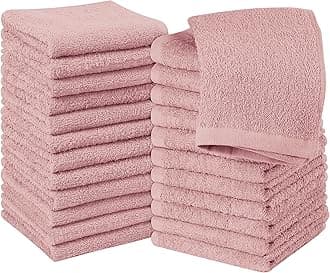Utopia Towels Cotton Washcloths Set - 100% Ring Spun Cotton, Premium Quality Flannel Face Cloths, Highly Absorbent and Soft Feel Fingertip Towels (24 Pack, Dusty Pink)