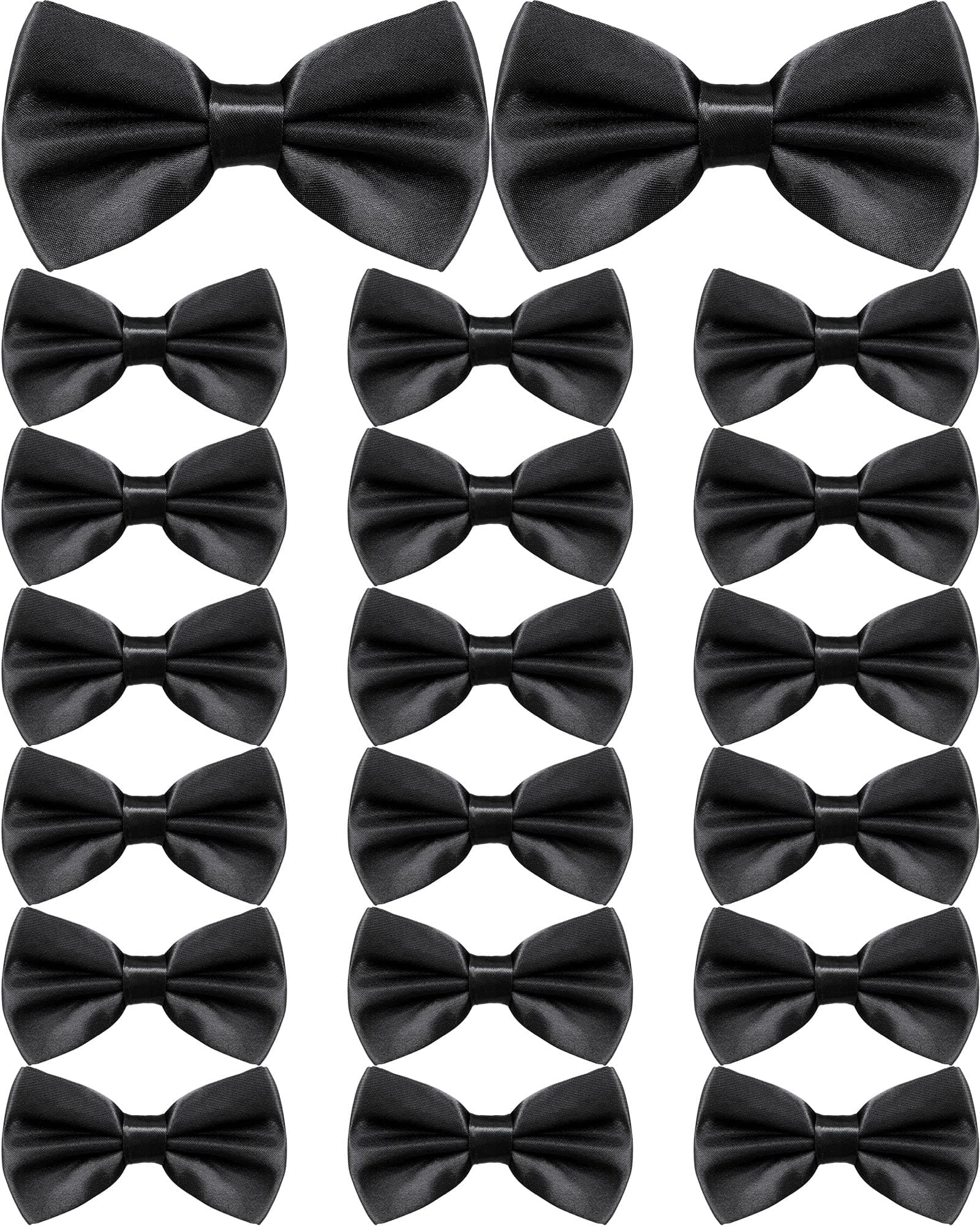 20 Pieces Black Bow Ties for Men, Bow Ties Clip On Formal Satin Solid Tuxedo Adjustable Length Pre tied Bow Ties for Wedding Christmas