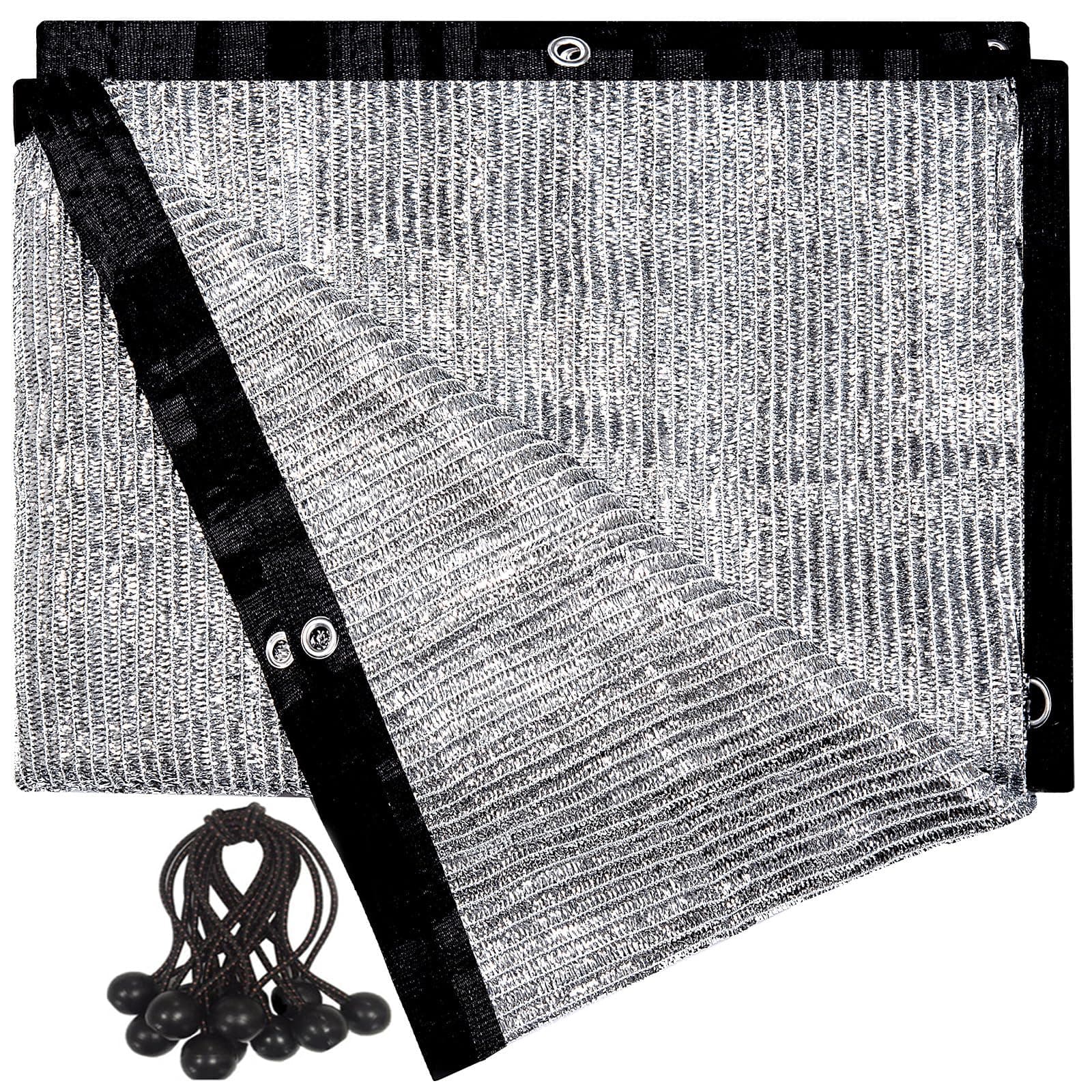70% Aluminum Shade Cloth 6.5 FT x 12 FT，Silver Tarps Fabric Privacy Screen Pet Shade Car Cover Patio Garden Pergola Cover Canopy with Grommets and Ball Bungee, Aluminum Foil Shade Net