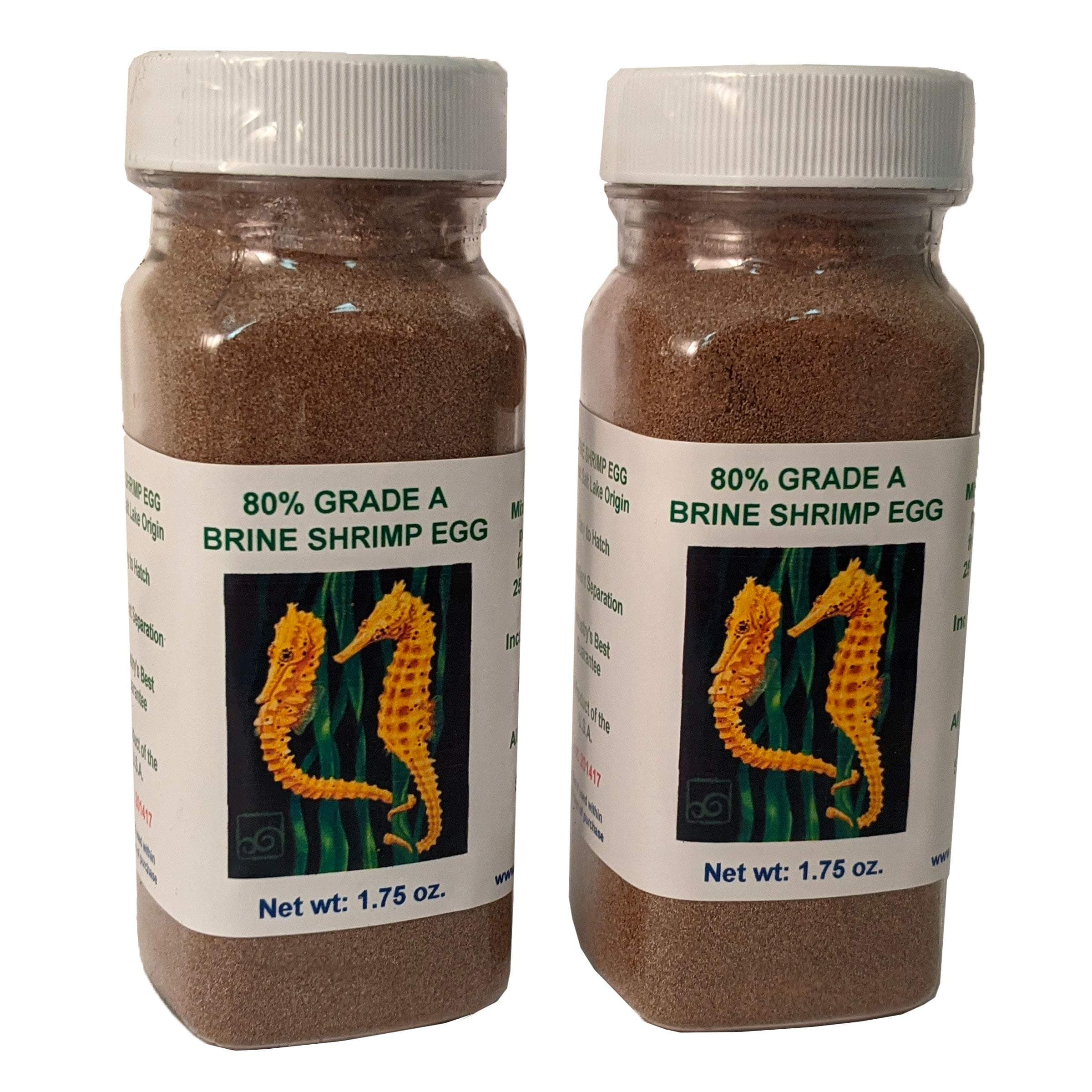 Grade A Brine Shrimp Egg, 2 Pack of 1.75 oz Jars (Min. 80% hatch-out rate)