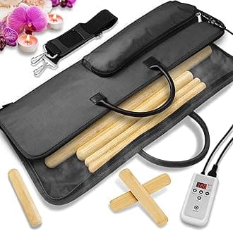 – SereneLife Bamboo Heated Massage Sticks Warmer Electric Portable Kit with Digital Controller, 8 Bamboo Massage Sticks for Spa Therapy & Muscle Relaxation