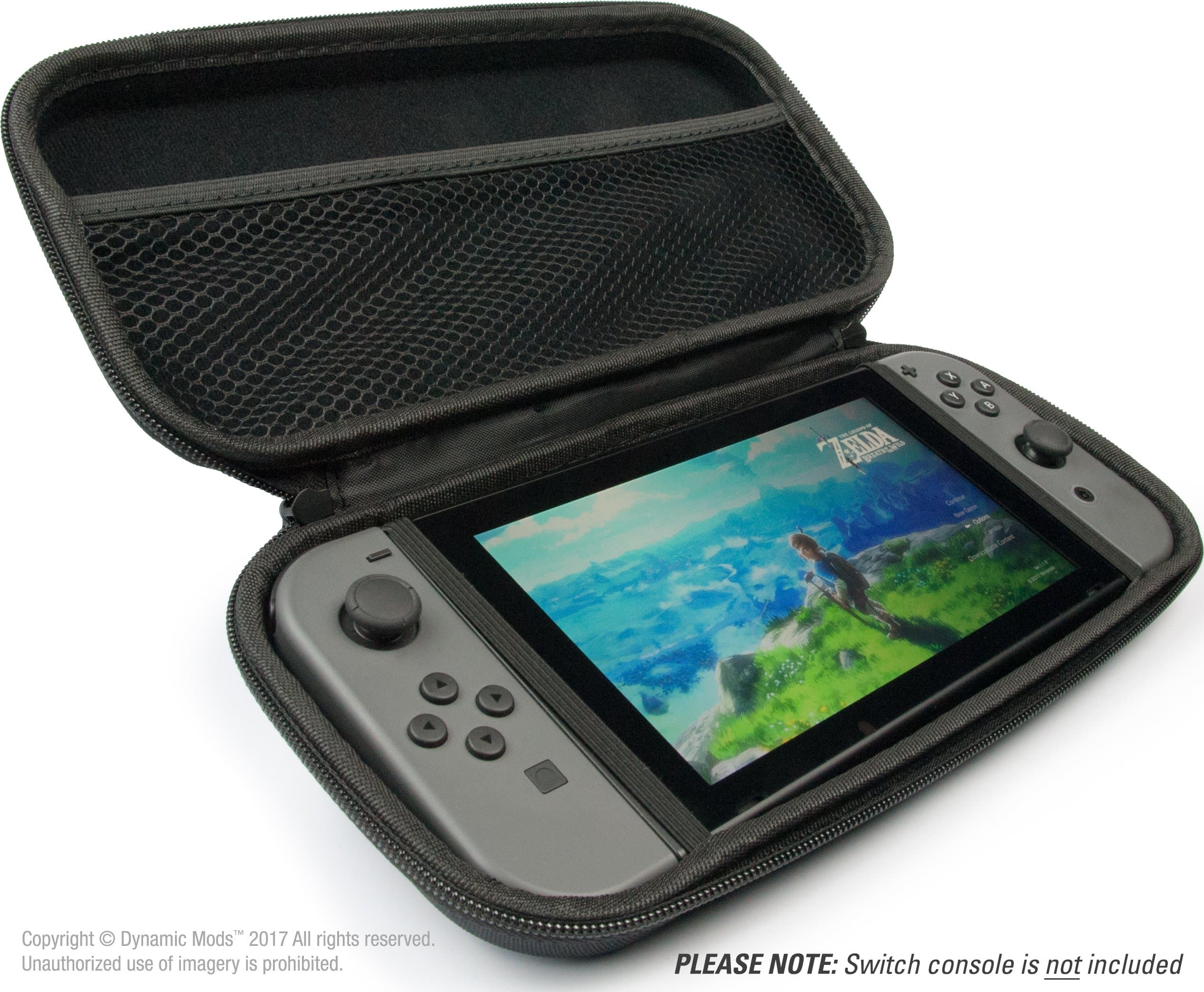 Hard Shell Carrying Case for Nintendo Switch by DynamicMods – Rigid woven exterior zip up clam shell style case for the Nintendo Switch, 2 Joycons, Charger & Games