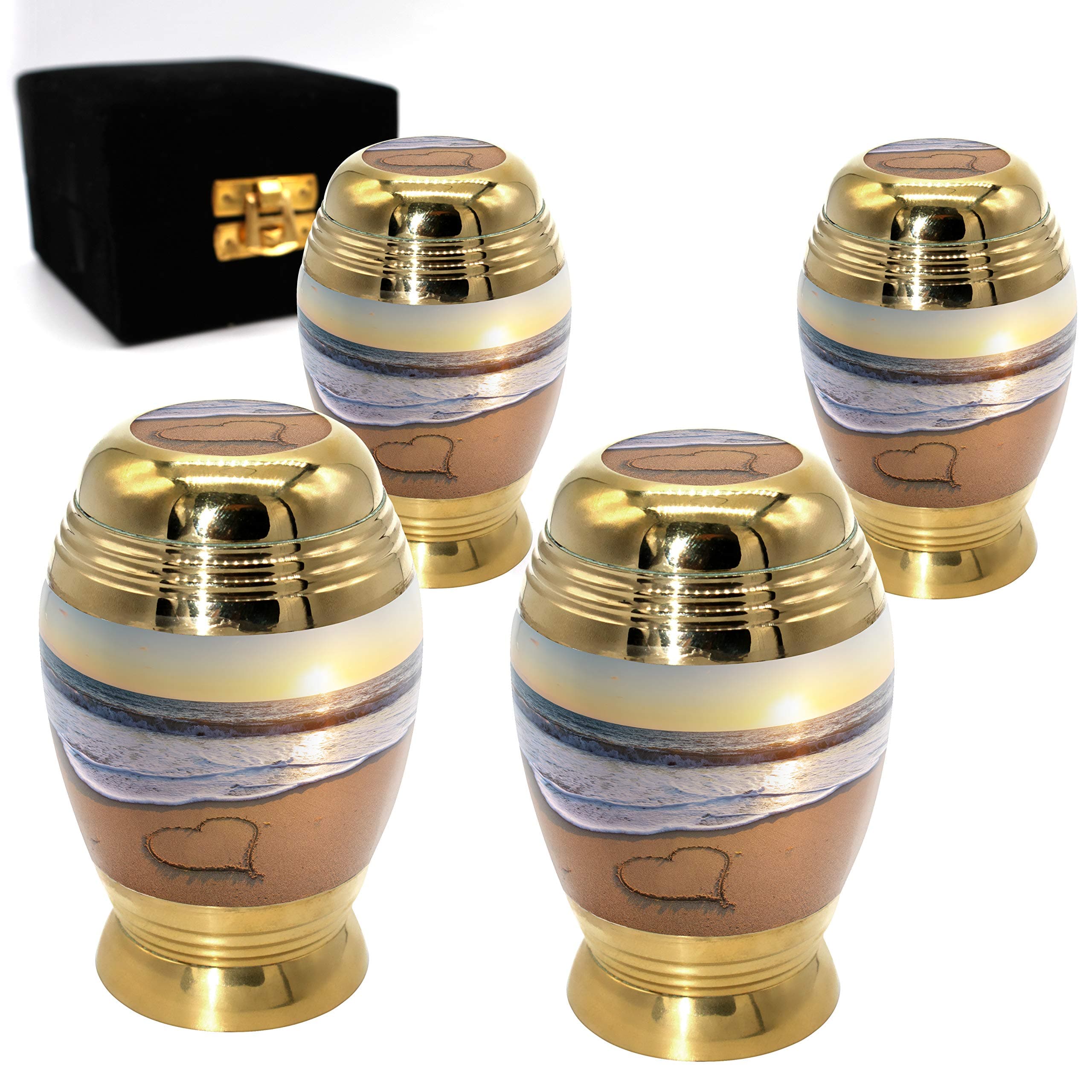 Commemorative Cremation Urns Endless Summer Sunset Urn - Cremation Urns for Human Ashes Adult - Funeral, Burial, Niche, Columbarium - Brass, Heart Pattern, 3" H x 2" W, 3 cu in