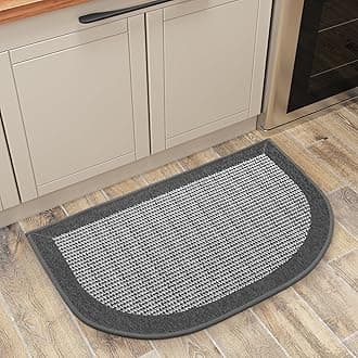 PADOOR Kitchen Mats for Floor, Kitchen Rugs Non Slip Washable, Half Circle Kitchen Floor Mat Sink Rug Rubber Backed Super Absorbent, 20”x32” Grey