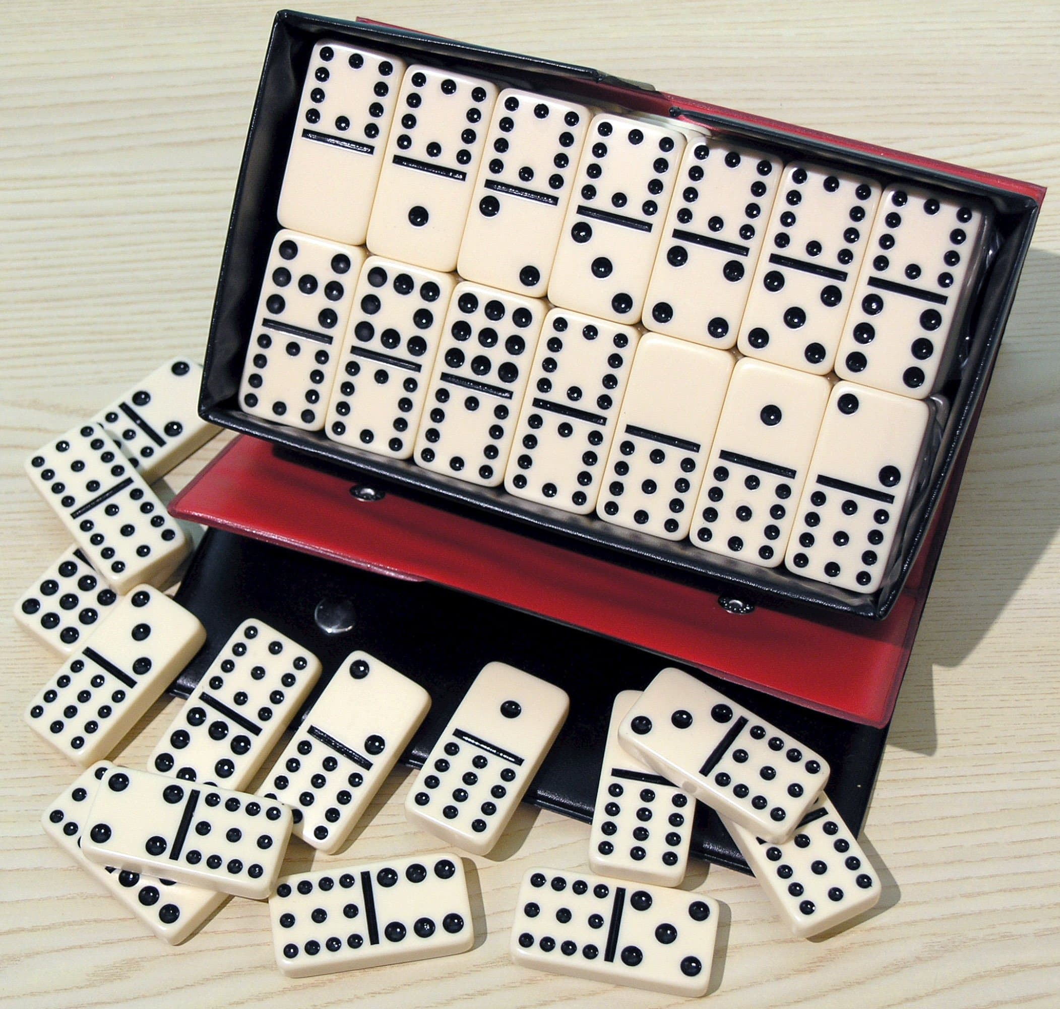 Dominoes - double twelve, plastic, black spots - 00123