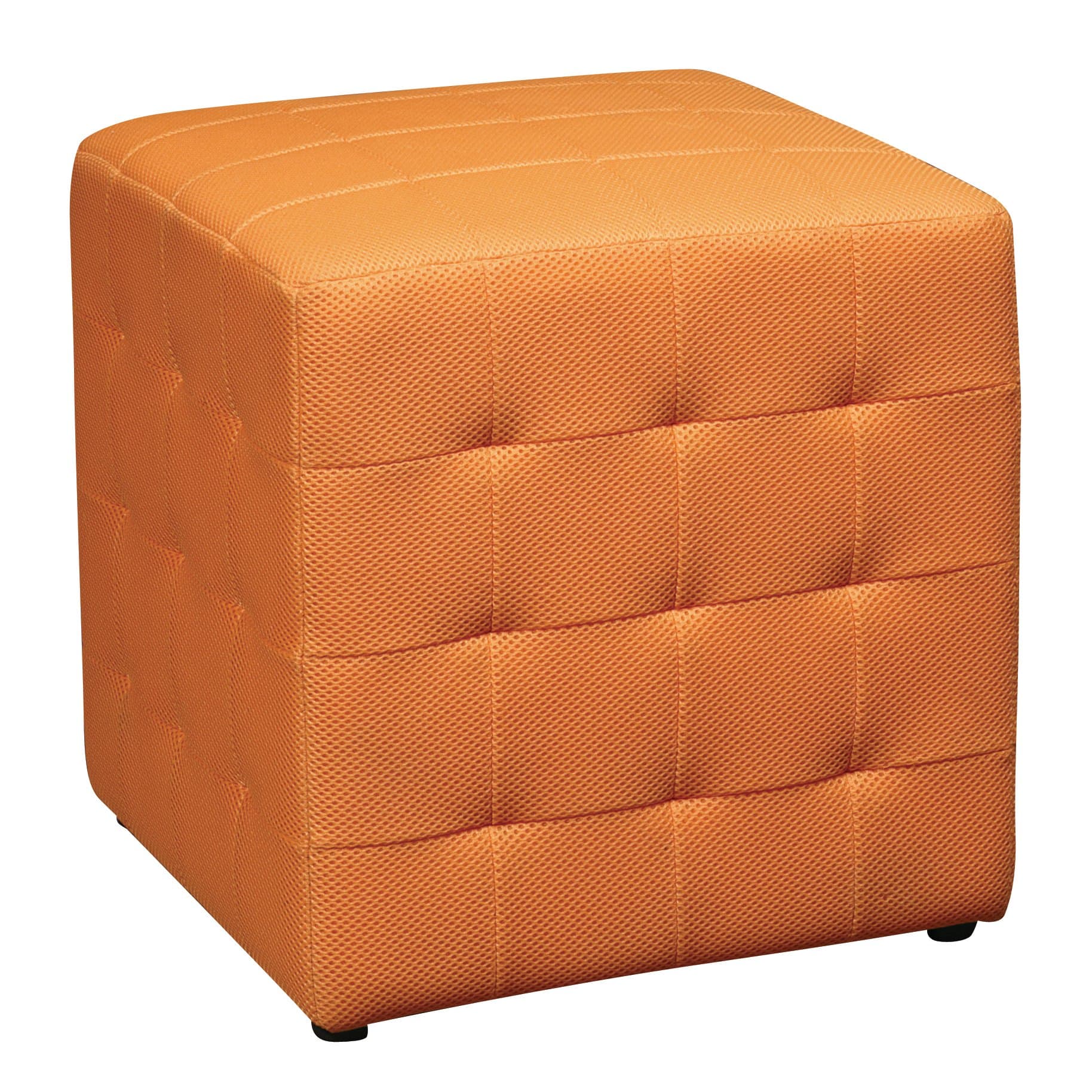 Vibrant Colourful Ottoman Square Cube for Your Home (Orange, Fabric)
