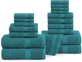 LANE LINEN Cotton Bath Towels for Bathroom Set- 18 PC Bathroom Towels Set-4 Large Bath Towels, 6 Hand Towels for Bathroom, 8 Wash Cloths for Your Body, Soft Turkish Towel Sets for Bathroom - Sea Port