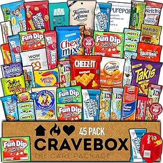 CRAVEBOX Snacks Box Variety Pack Care Package (45 Count) Easter Treats Gift Basket Adults Kids Grandkids Guys Girls Women Men Boyfriend Birthday Cookies Chips College Student Office School