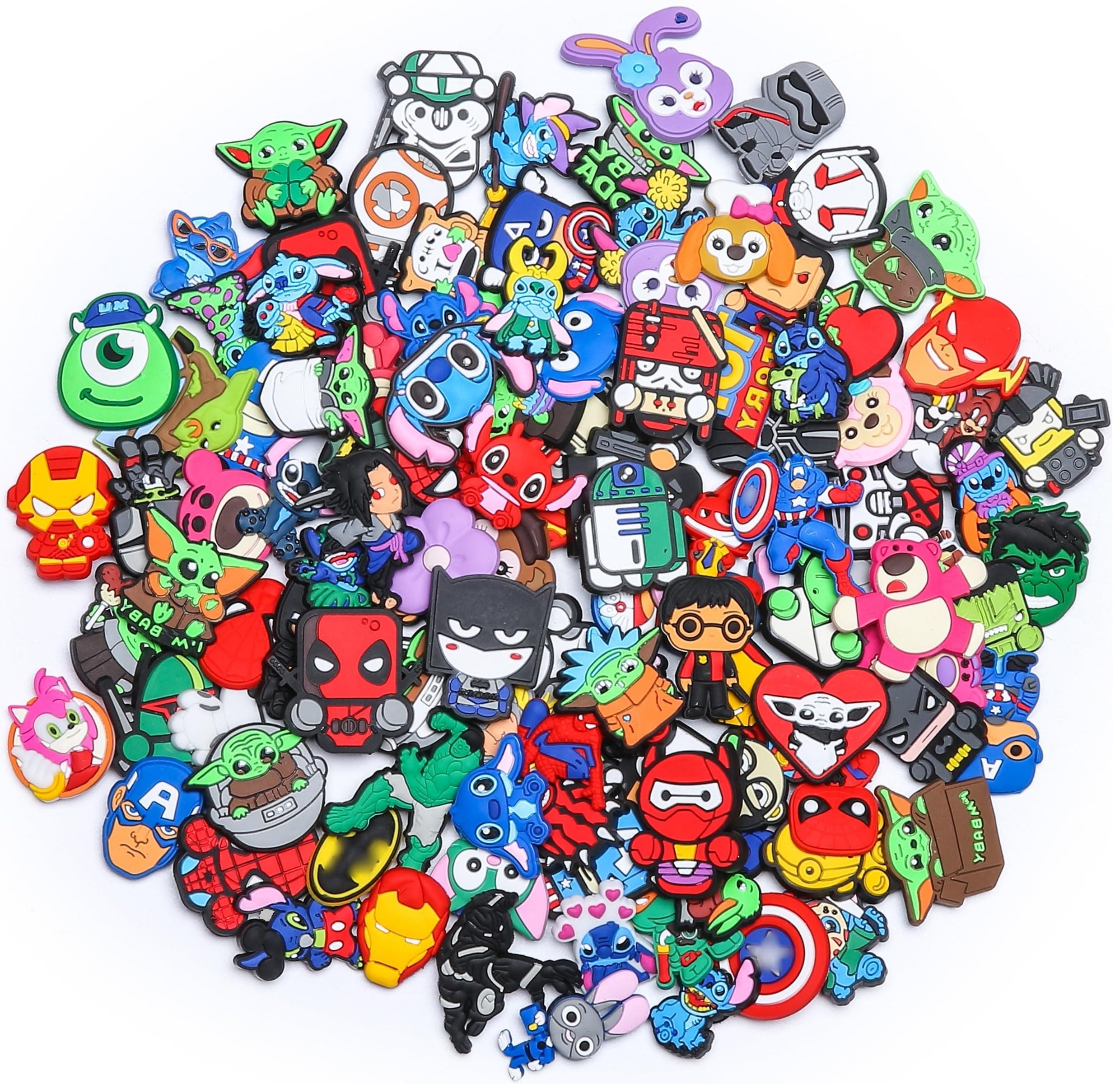 VYYV 110-Pieces Shoe Charms Pack For Clog, No-Repeat Different Shoes Decoration Accessories Birthday Party Favor Gifts 482