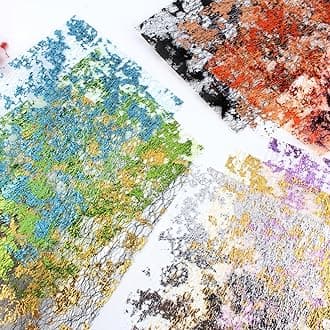 A5 Size Colorful Foil Textured Fabric Art Paper Scrapbooking Decorative, 20 Sheets Sparkle Metallic Lace Mesh for Crafts, Junk Journaling Supplies, Card Making, Collage