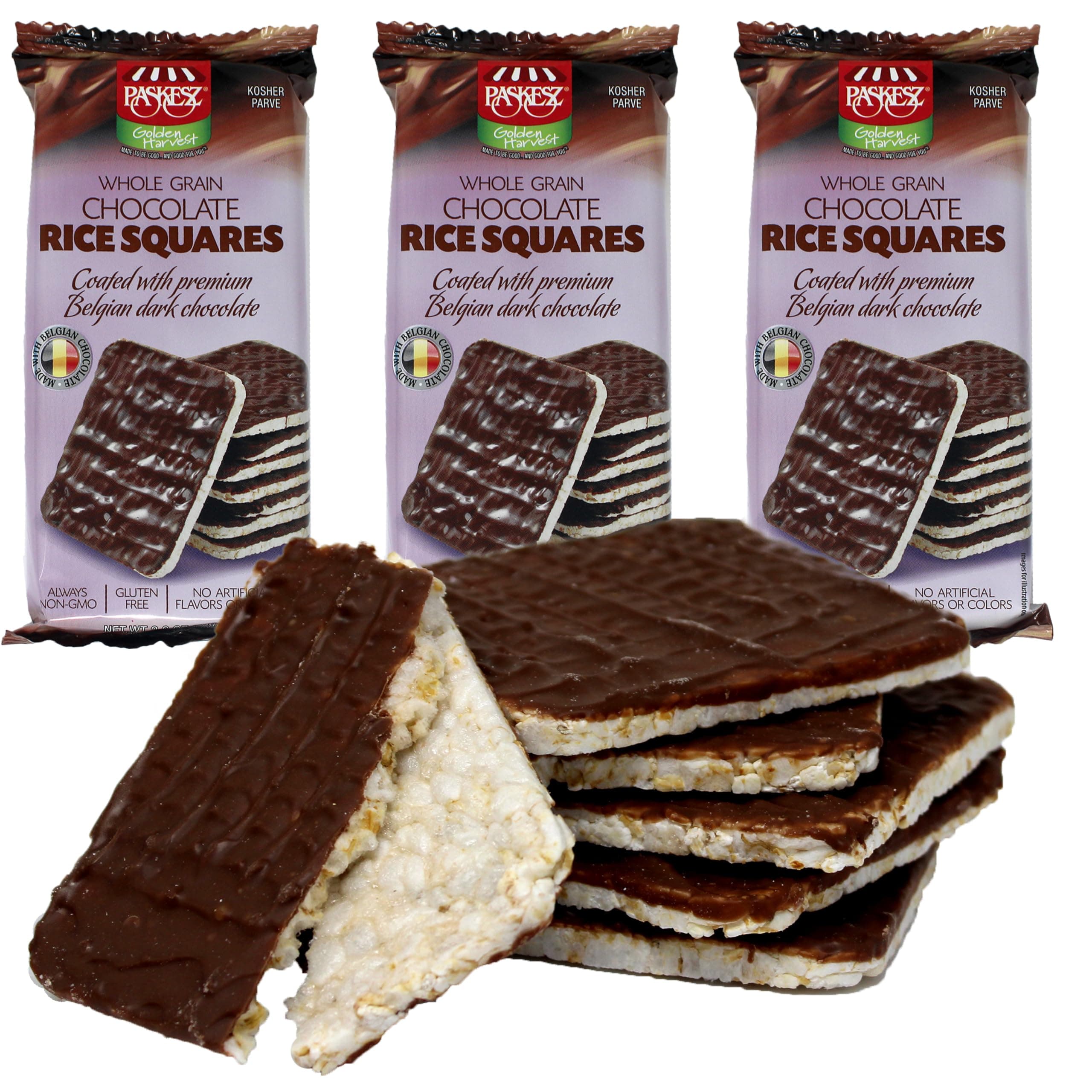 Dark Chocolate Rice Cakes - Chocolate Coated Rice Cake Snacks - Whole Grain Dairy Free Gluten Free - Healthy Low Calorie Snacks - Kosher - 3 Pack - 6 Cakes Per Pack - 18 Total