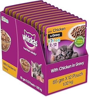 Wet Food for Kittens (2-12 Months), Chicken in Gravy Flavour, 12 Pouches (12 x 85g)