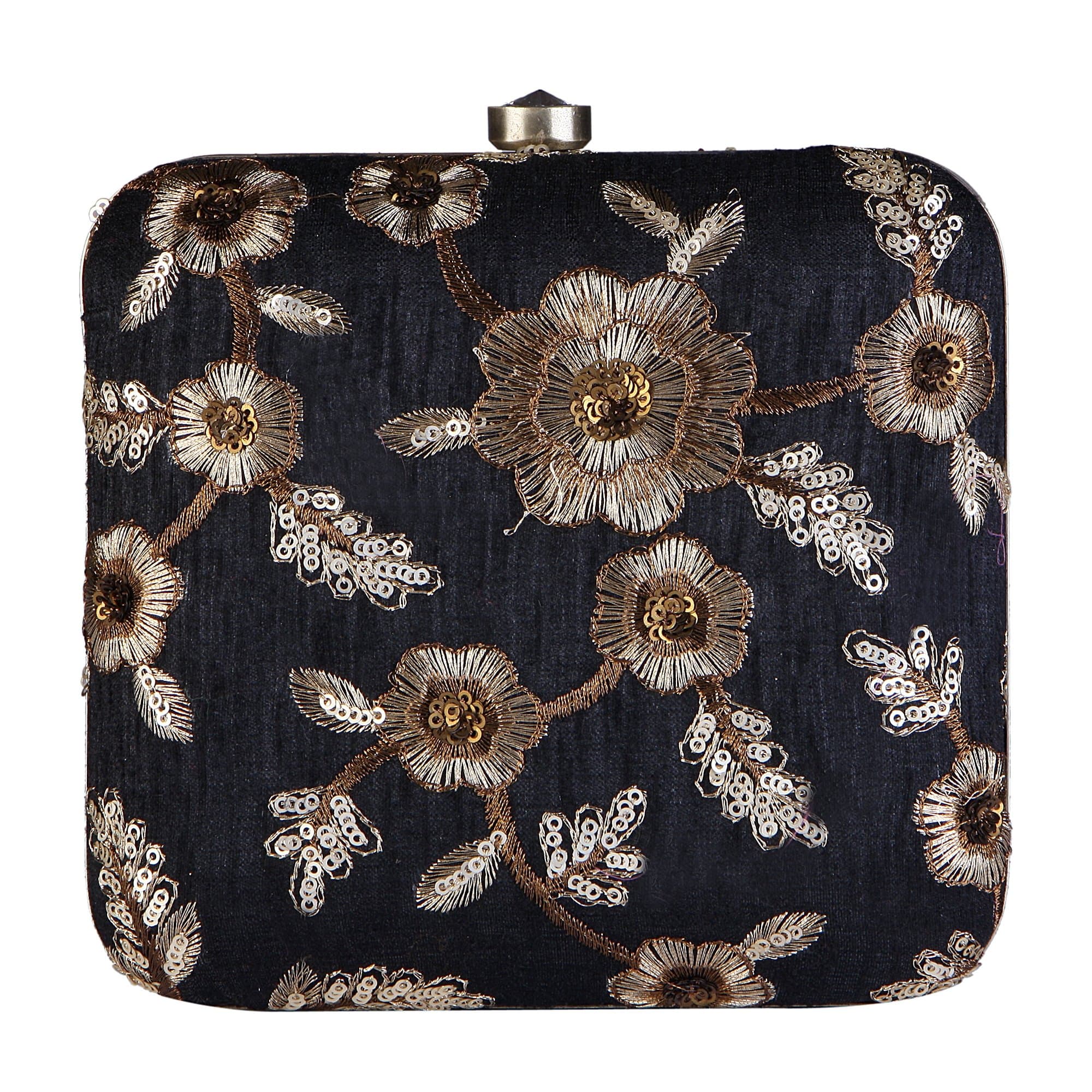 Women's Embroided Square Box Clutch