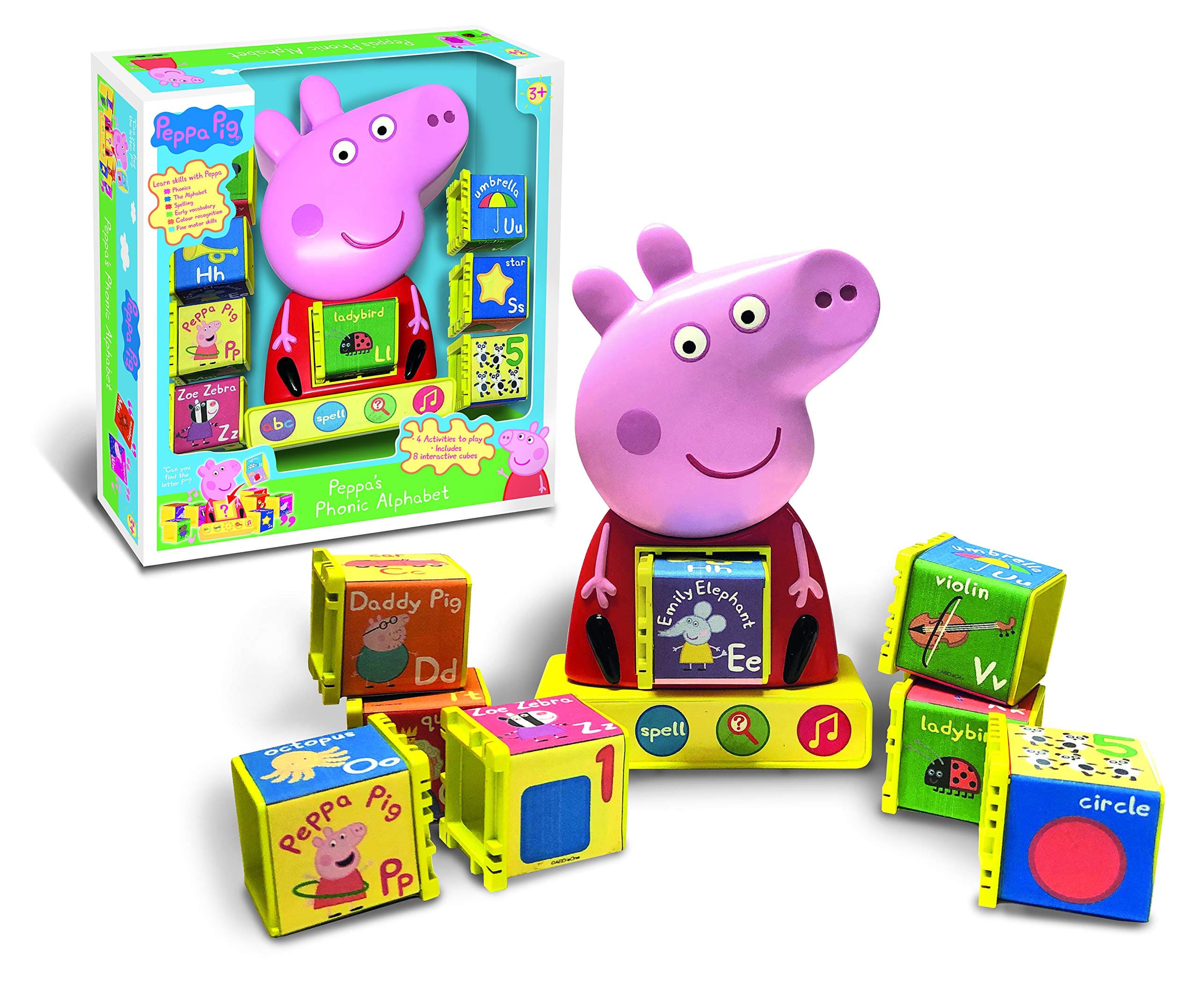 Peppa Pig - PP12 Peppa's Phonic Alphabet Toy For Kids - Interactive Learning & Child Development, Phonics, Alphabet, Spelling, Vocabulary and Recognition - Features 4 Fun Activities, 3+ Years
