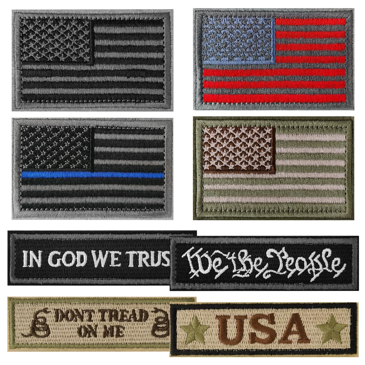 AXEN American Flag Patches Pack, Tactical Morale US Flag Patch Loop and Hook Fasten for Backpack Hat Cap Uniform Vest and More