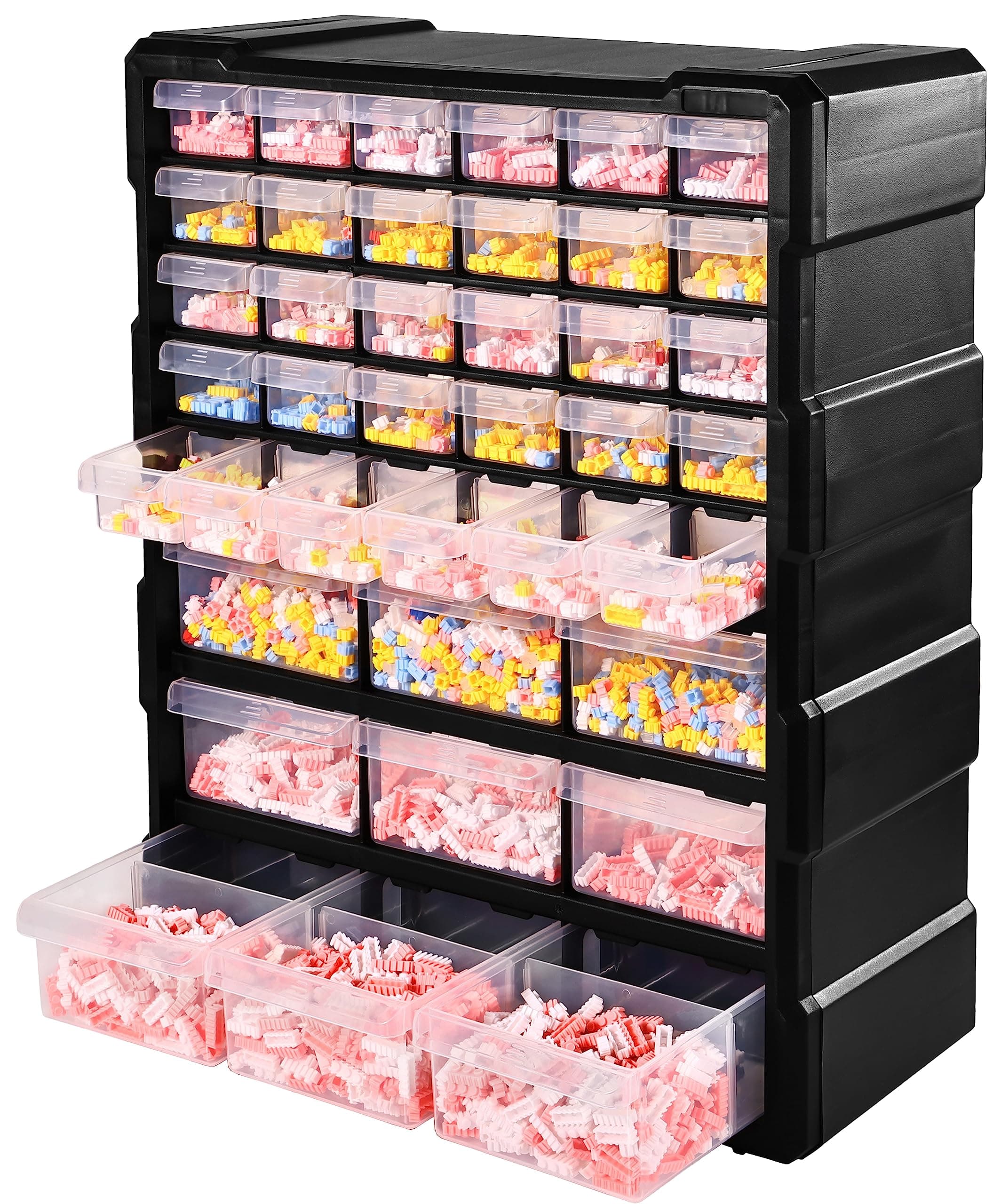 Hardware and Craft Cabinet 14.8" W x 6.3" D x 18.7" H, 39 Drawers, Black