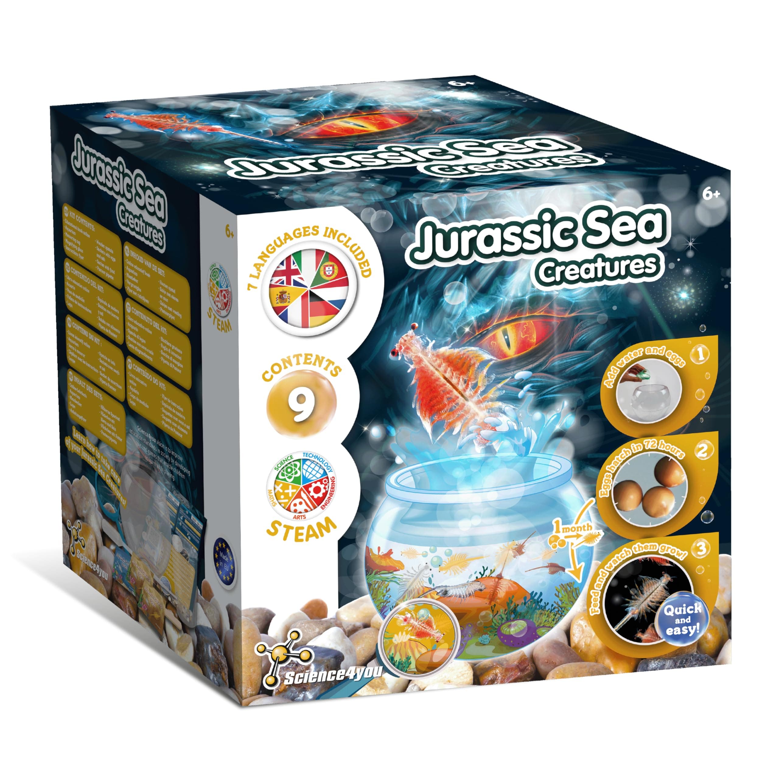 Jurassic Sea Creatures for Kids 6+ Years - Create an Ecosystem for Water Dragons Aquatic Living Animals with a Fish Tank for Kids, Toy for Children 5 6 7 8+ Years