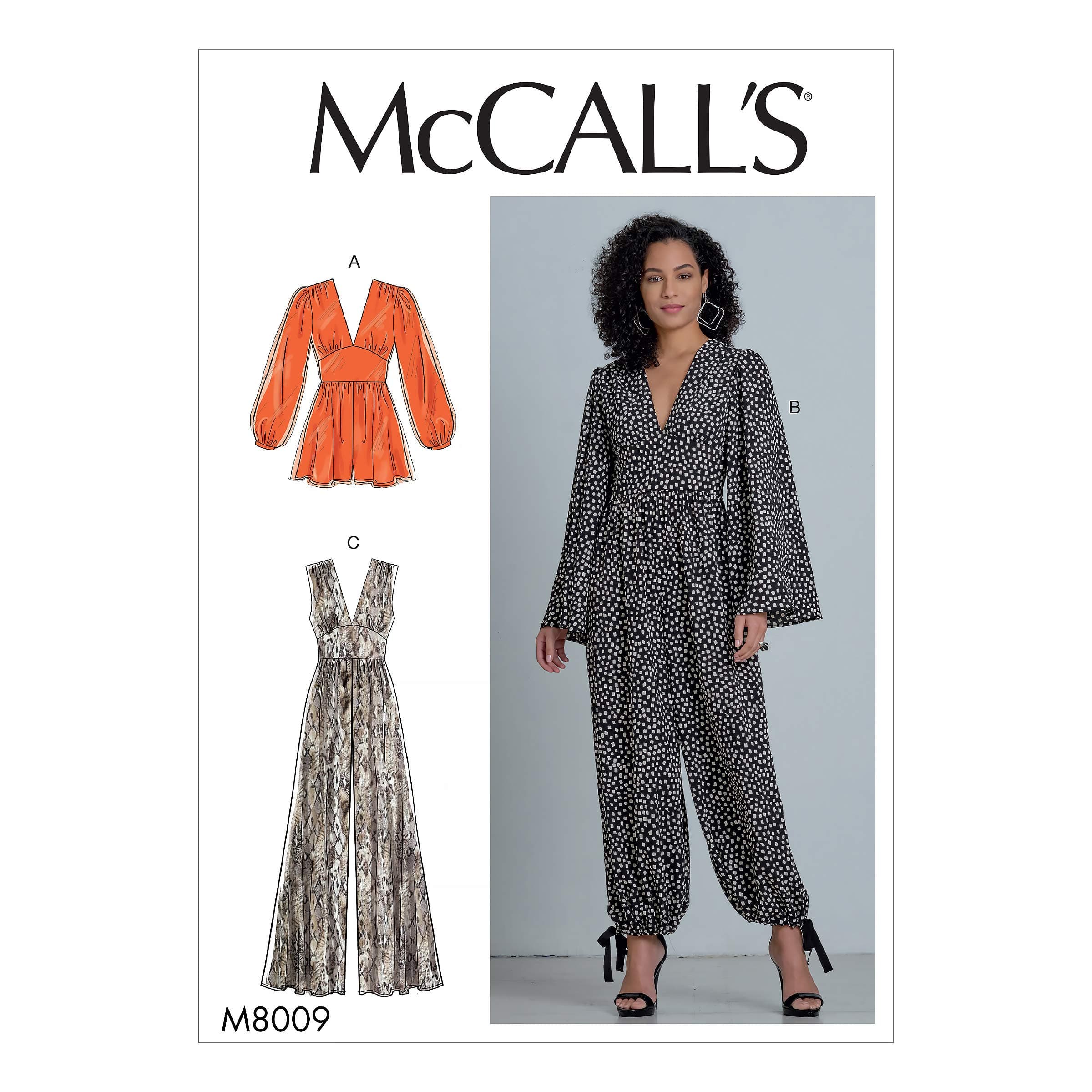 McCall'sSewing Pattern-M8009A5-Misses' Romper and Jumpsuits, Paper, White, Various