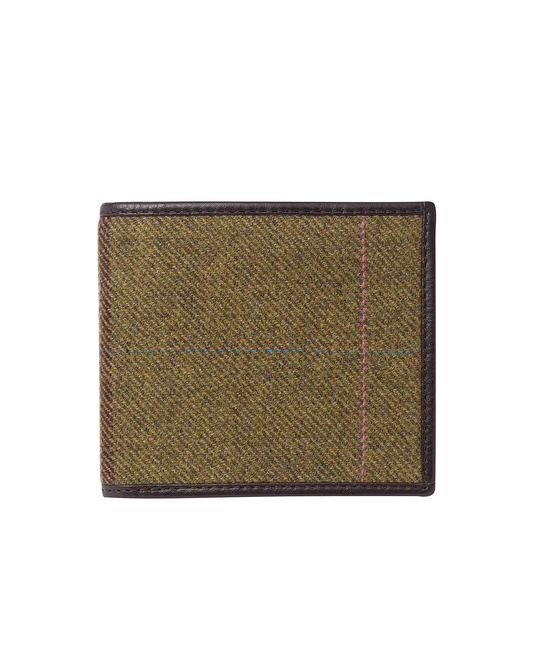 Savile Row Men's Green Tweed Leather Billfold Wallet