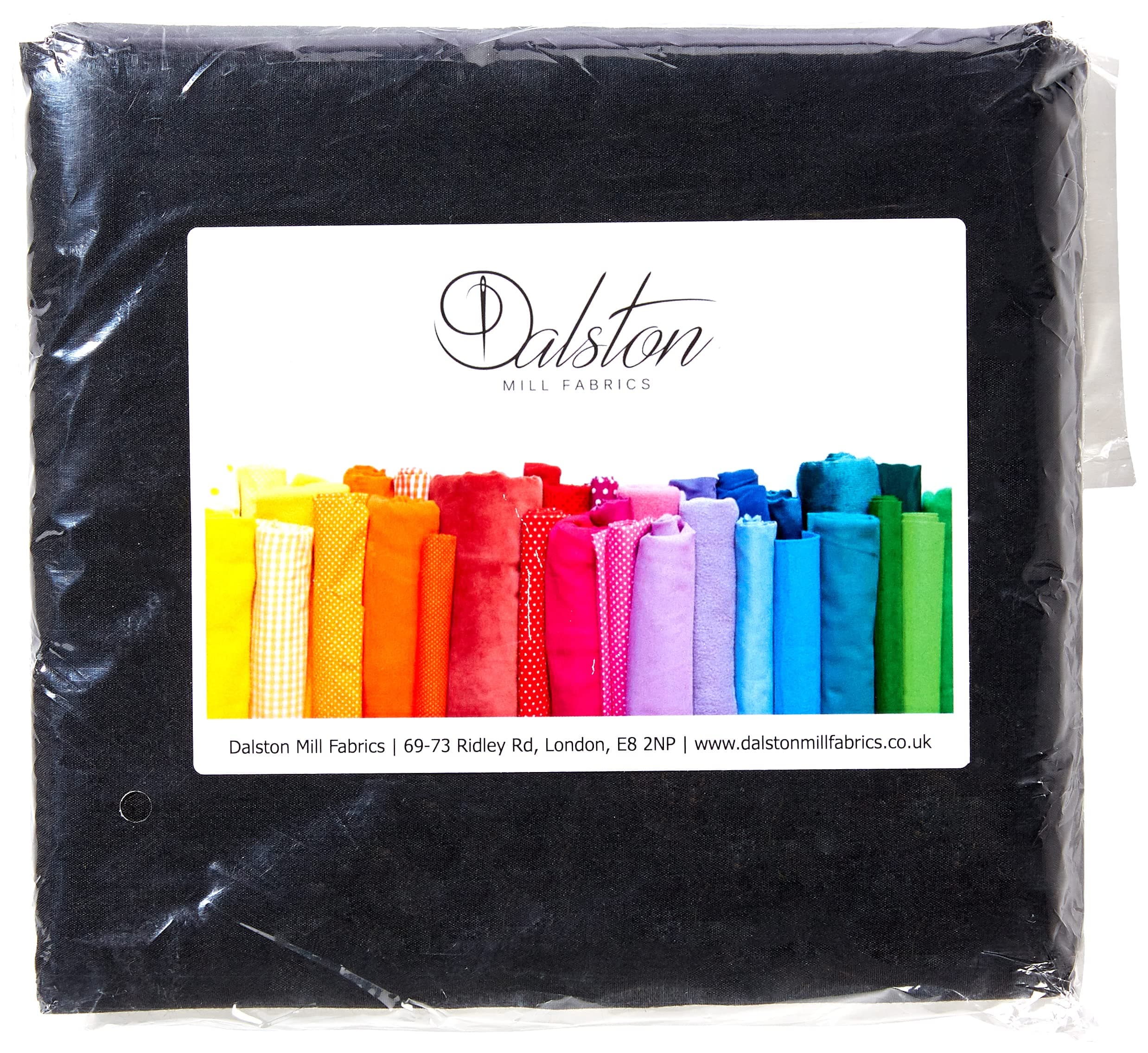 Dalston Mill Fabrics 100% Premium Plain Cotton Fabric, Black, 1m