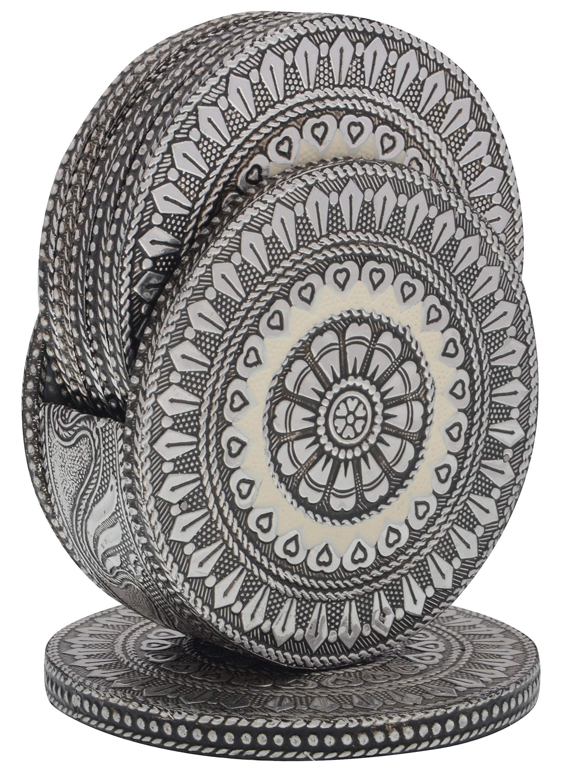 AMP Crafts Silver Grey Minakari Crafted Tea Coaster (AMP-NH-23)