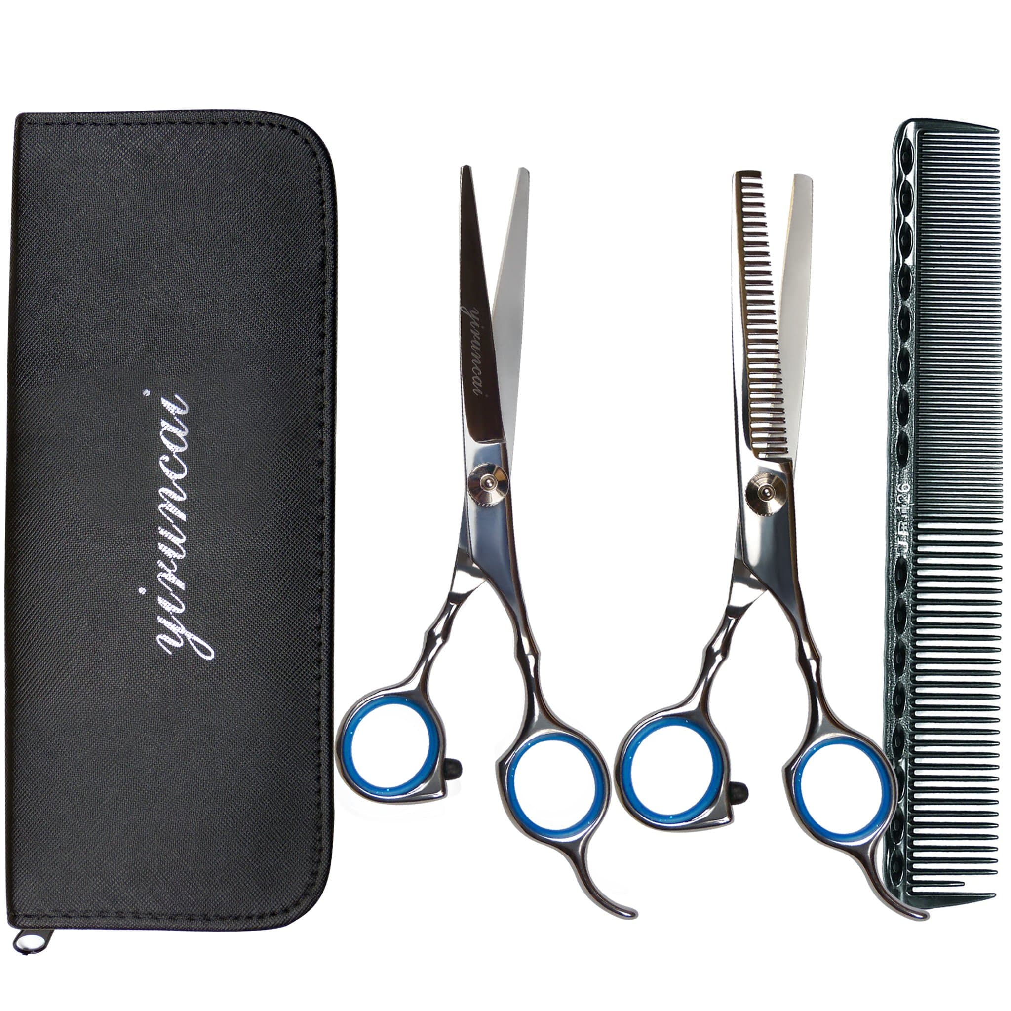 Professional Barber Hair Cutting/Thinning/Blending/Layering/Texturizing Scissors/Shears Set Kit,With Comb and Black Case,6 Inch 420 Stainless Steel