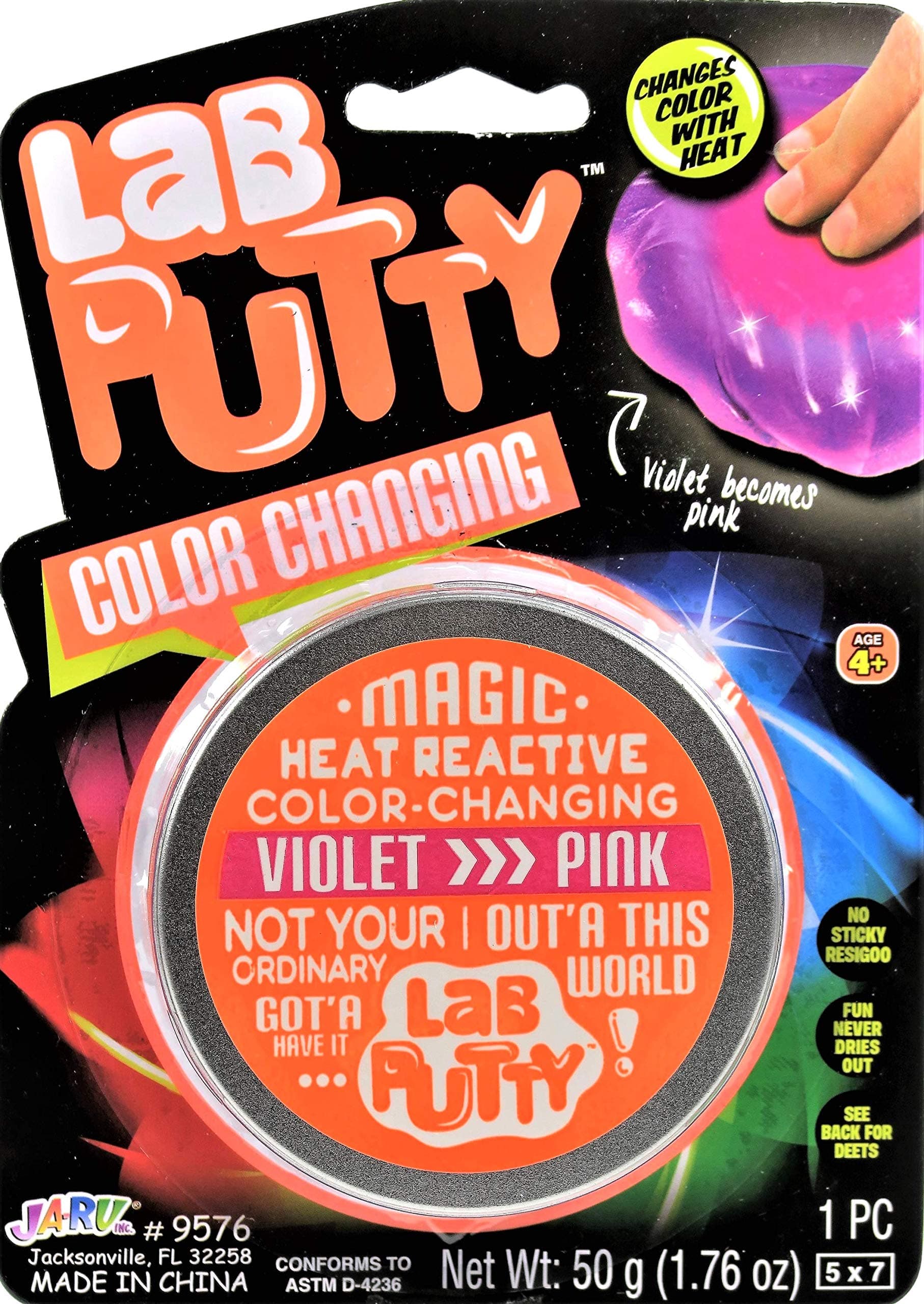 JA-RU Lab Putty Color Changing Putty for Kids - Violet to Pink (1 Unit) Heat Sensitive Sensory Fidget Toy | Non Sticky Slime | Stress Relief Toy | Party Favors. 9576-1