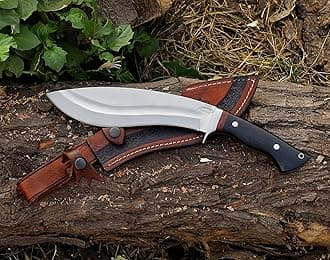 Kukri Machete Knife with Sheath Full Tang- Fixed Blade Cool Tool for Bushcraft and Camping- Best Handmade Gift for Men