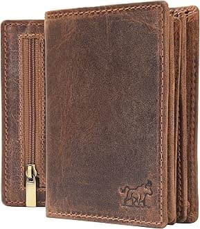 SKiDE Bifold Money Wallet for Men | Long Wallets for Men | Mens Wallet Branded | RFID Protected Wallets for Men Branded | Bifold Leather Wallet for Men | RBXW5PUB, Hunter Tan Zipper, Modern