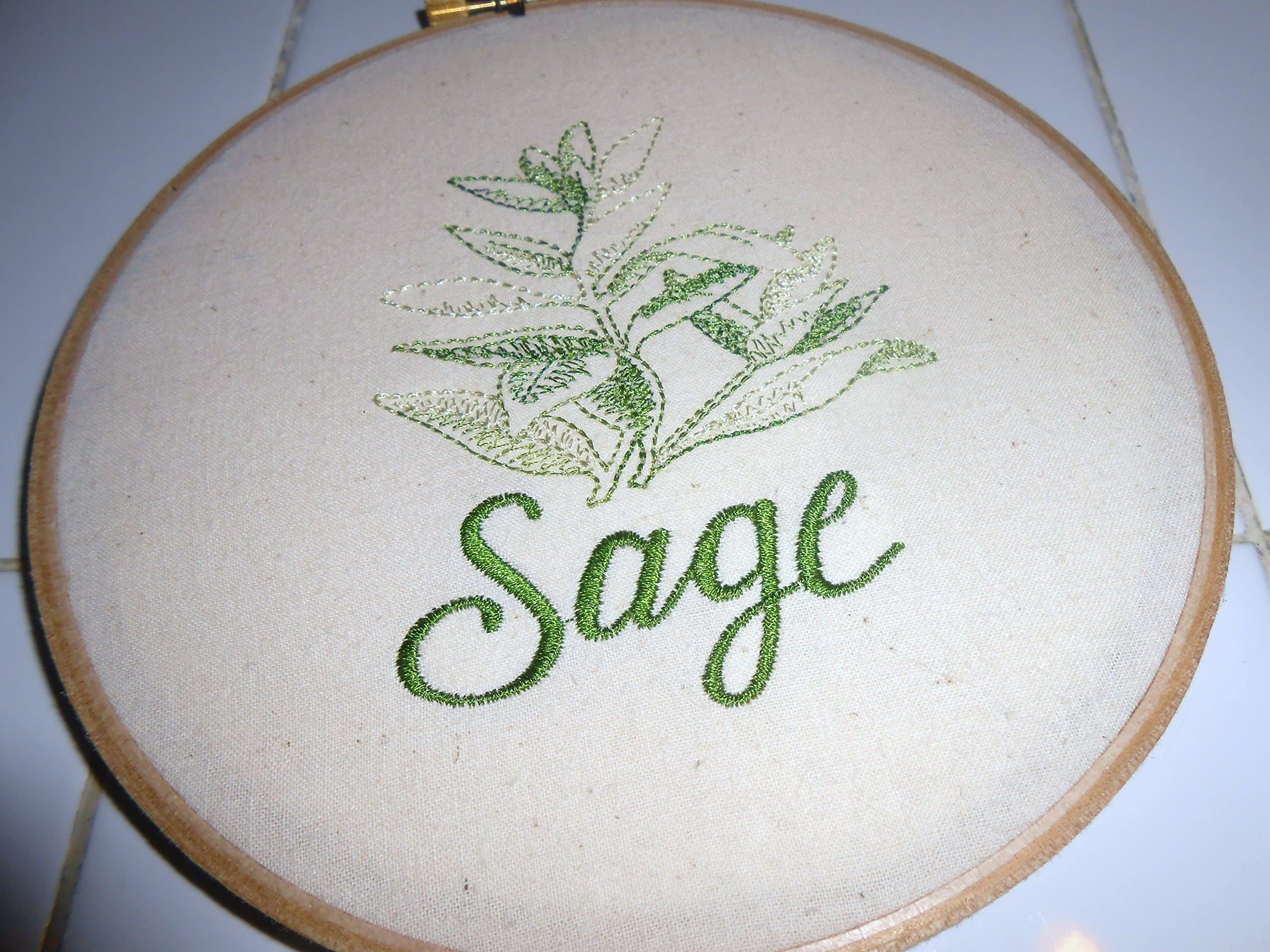 Sage Herb 6 inch Embroidery Art Hoop