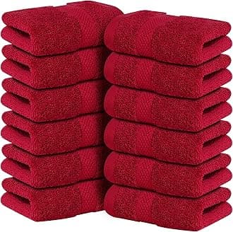 – 12 Pack Face Cloths |30x30 cm| 100% Cotton Wash Cloths - Ultra Soft & Highly Absorbent Fingertip Towels for Spa, Gym, Hotel & Bathroom |Burgundy|