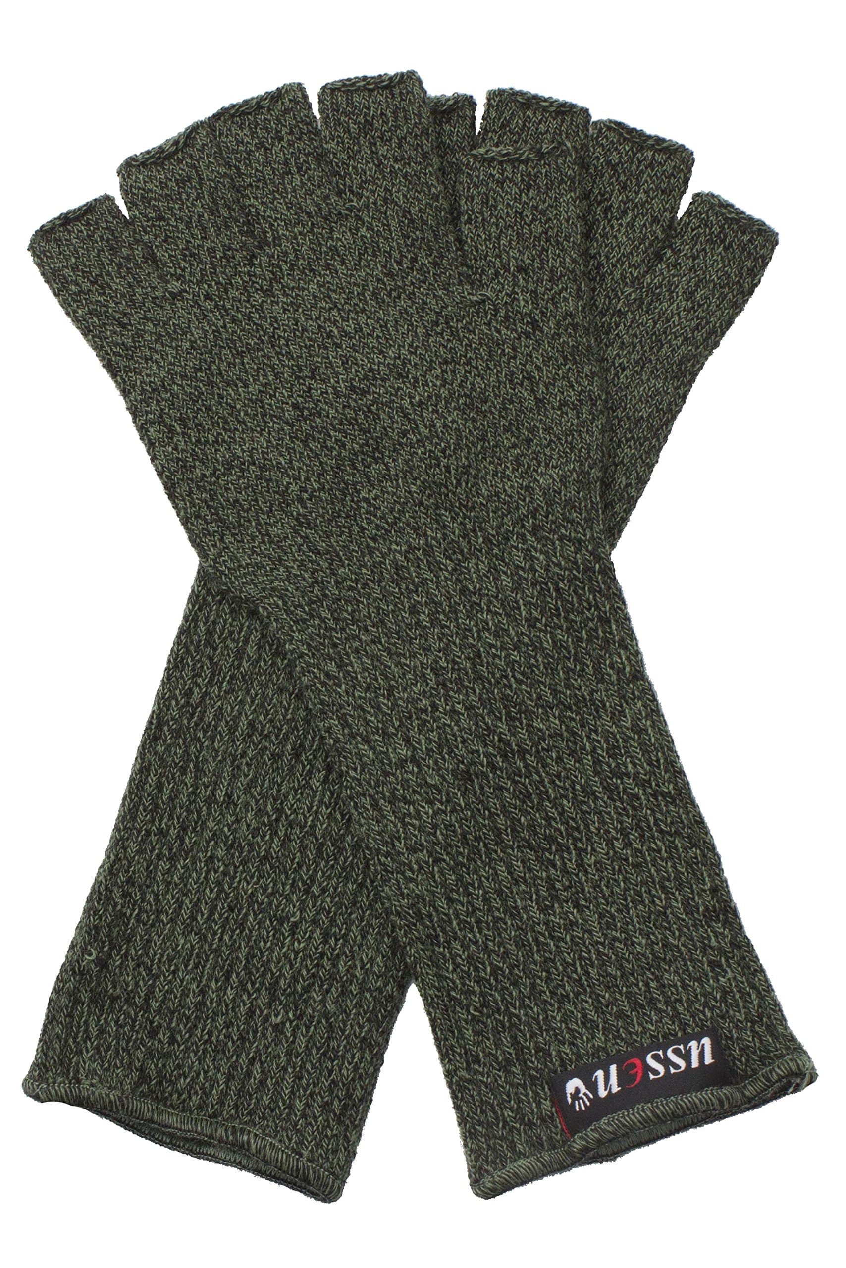 Mens 1 Pair Ussen Baltic Half Finger Gloves In 2 Colours - One Size - Bottle Green