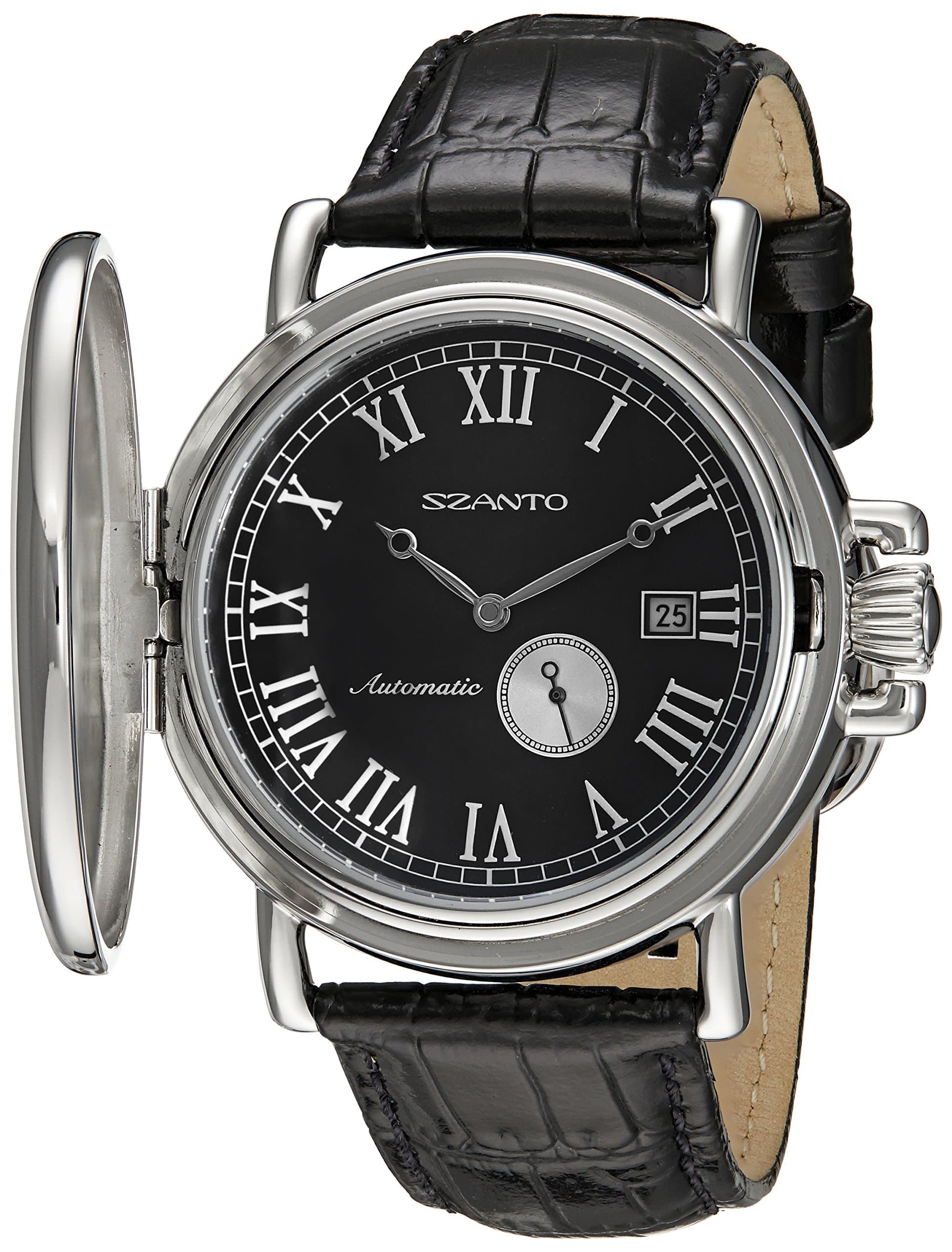 Unisex SZ6001 Half Hunter Analog Display Japanese Automatic Black Watch