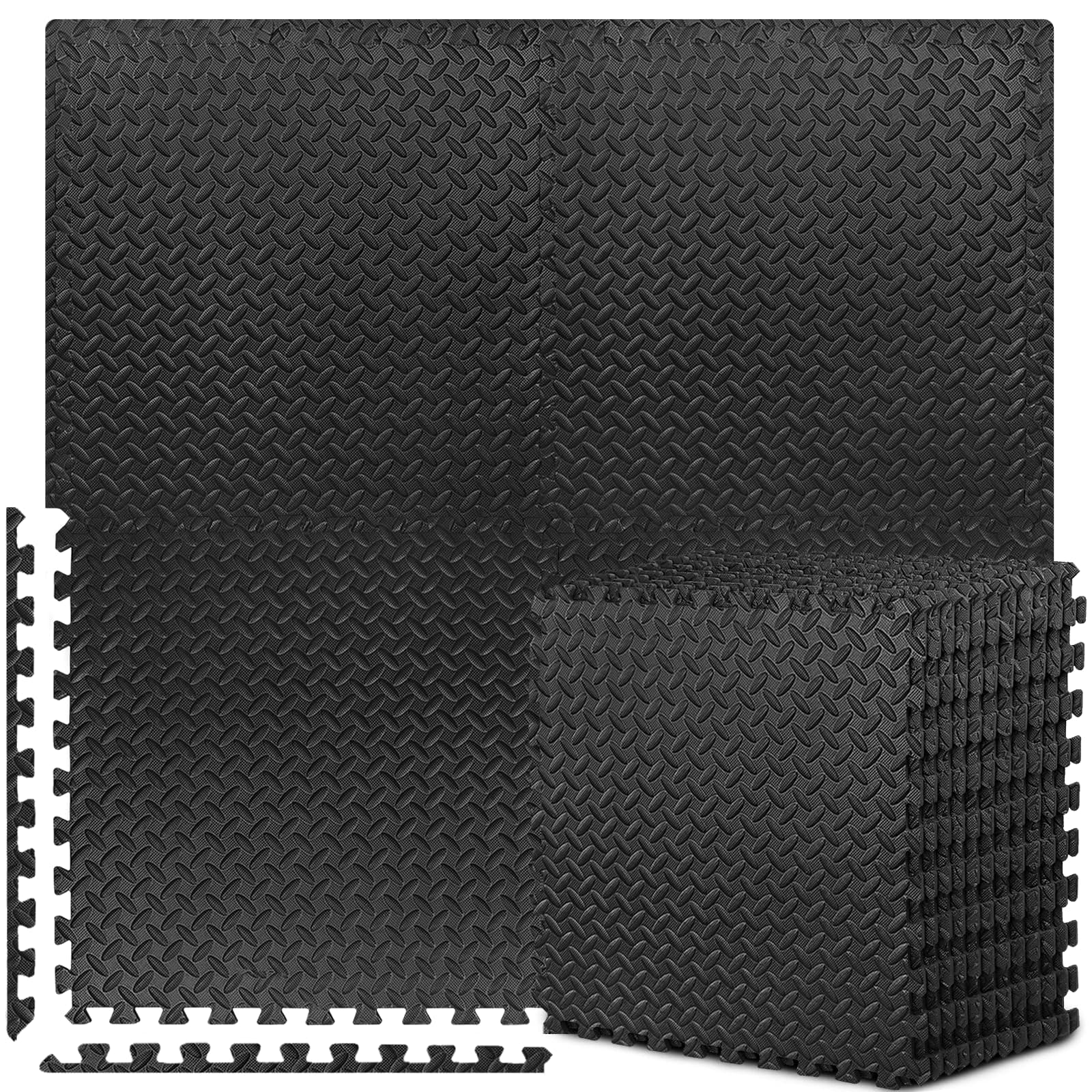 BEAUTYOVO Puzzle Exercise Mat with 12/24/48 Tiles Interlocking Foam Gym Mats, 24'' x 24'' EVA Foam Floor Tiles, Protective Flooring Mats for Gym Equipment