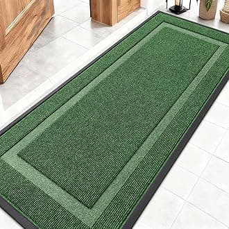 OLANLY Front Door Mat Indoor Outdoor Entrance, Waterproof All-Season, All-Weather Doormat, Sturdy Natural Rubber, Fade Resistant, Low Profile, Easy Clean Patio Porch Entryway Mat, 59x20, Green