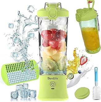 BlendLifeUltra Waterproof Portable Blender For Juices, Shakes, Smoothies. Pulse Mode Feature, LED Lights, 230W, 4000mah Battery. Sipper & Carry Handle, Convertible Jar 600ml - Lemon (1-Year Warranty)