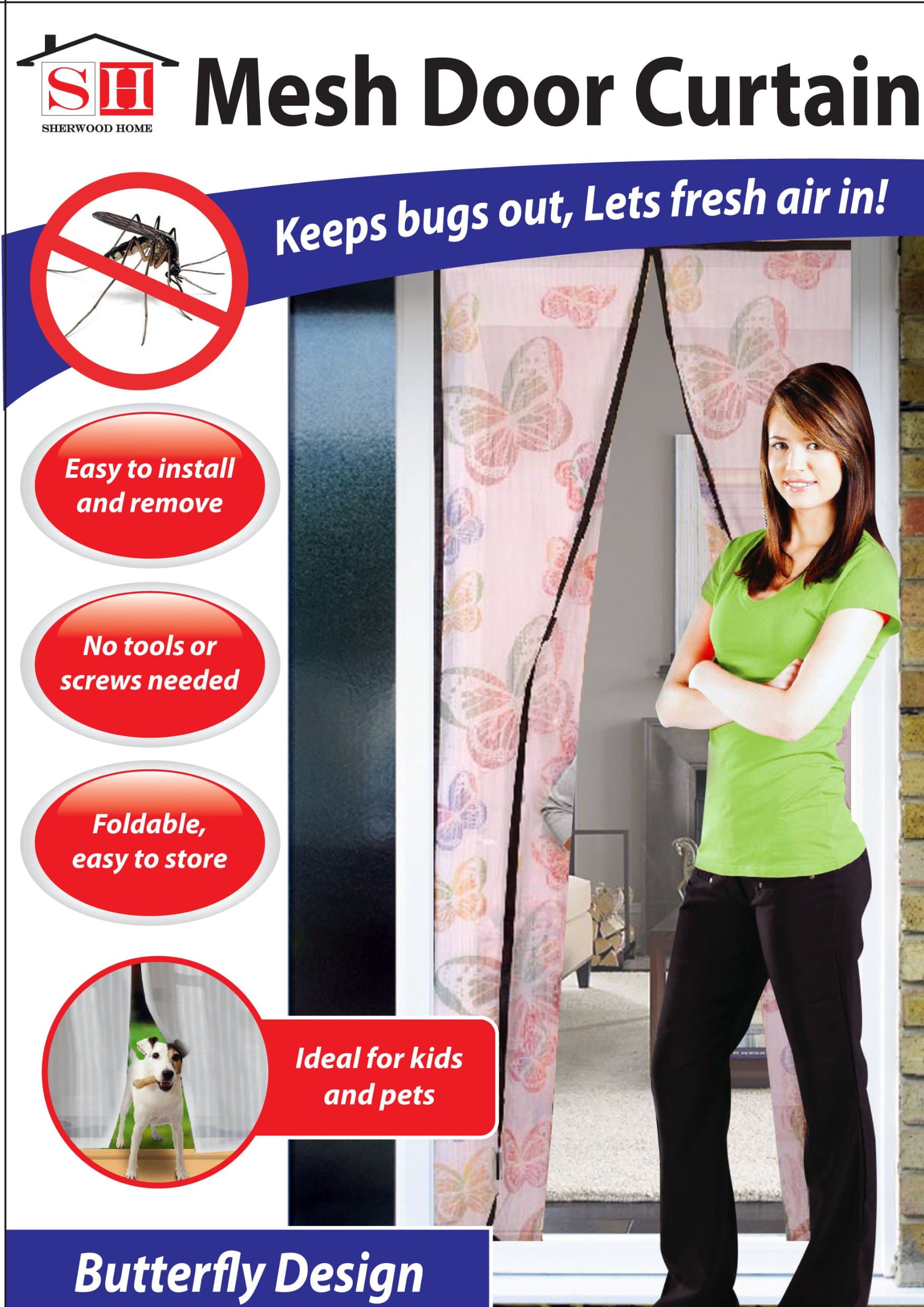 Butterfly Camouflage Cloud Print Magic Curtain Door Mesh Bug Insect Screen