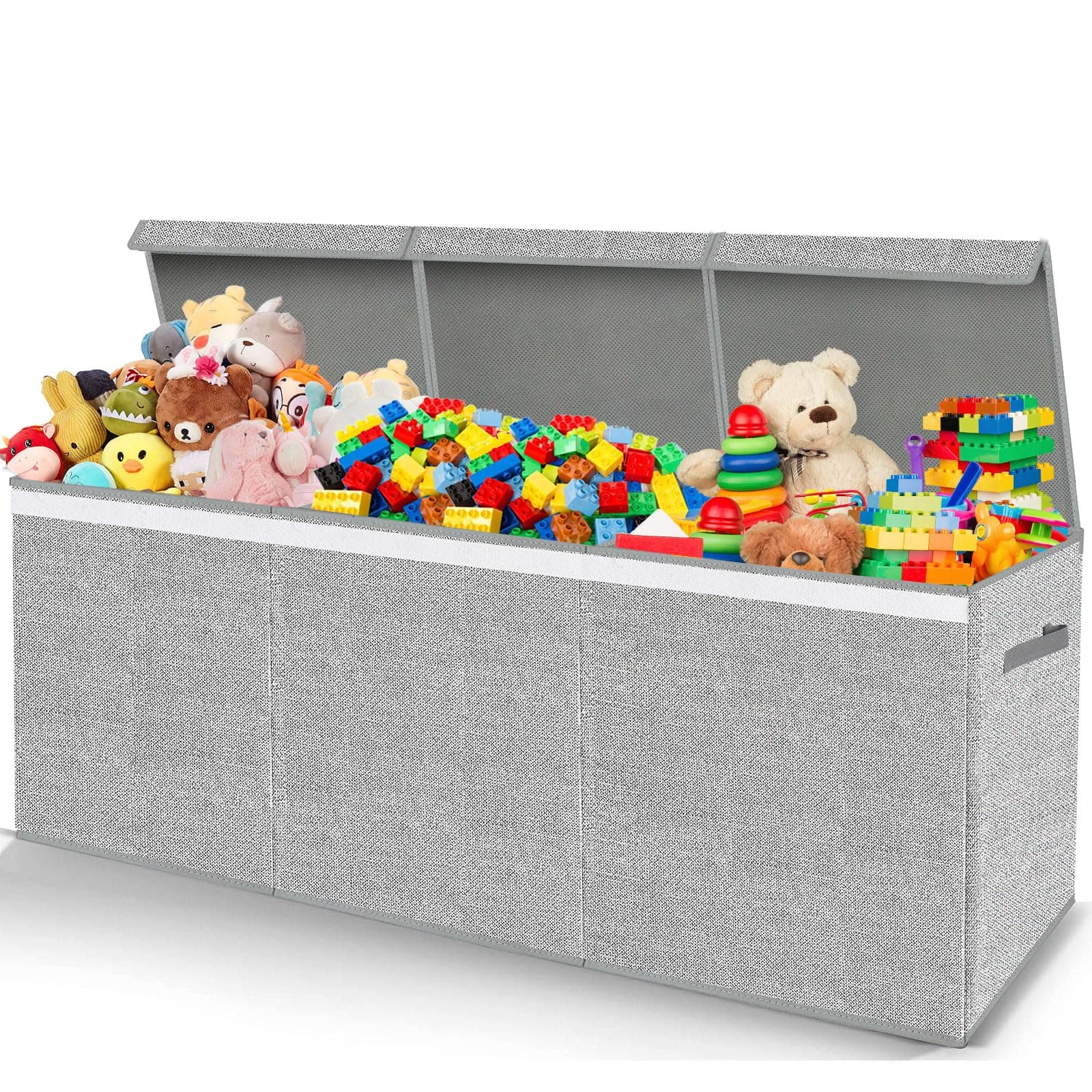 Extra Large Toy Box for Girls Boys - Collapsible Kids Toy Chest Boxes Organizers and Storage for Livingroom,Playroom,Closet 35.8"x12.6"x16"(Grey)