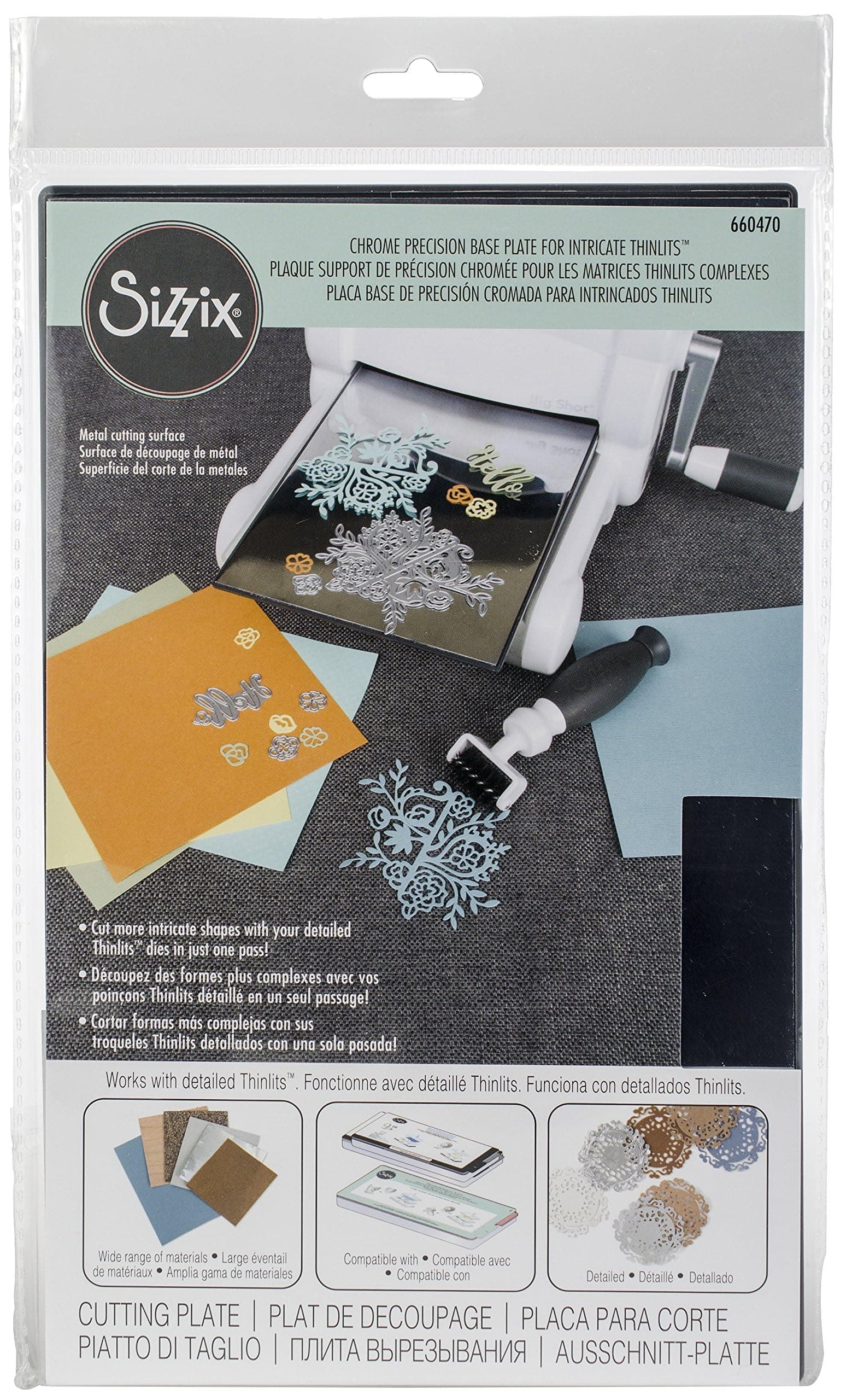 Sizzix 660470 Chrome Precision Base Plate for Intricate Thinlits, multi-colour