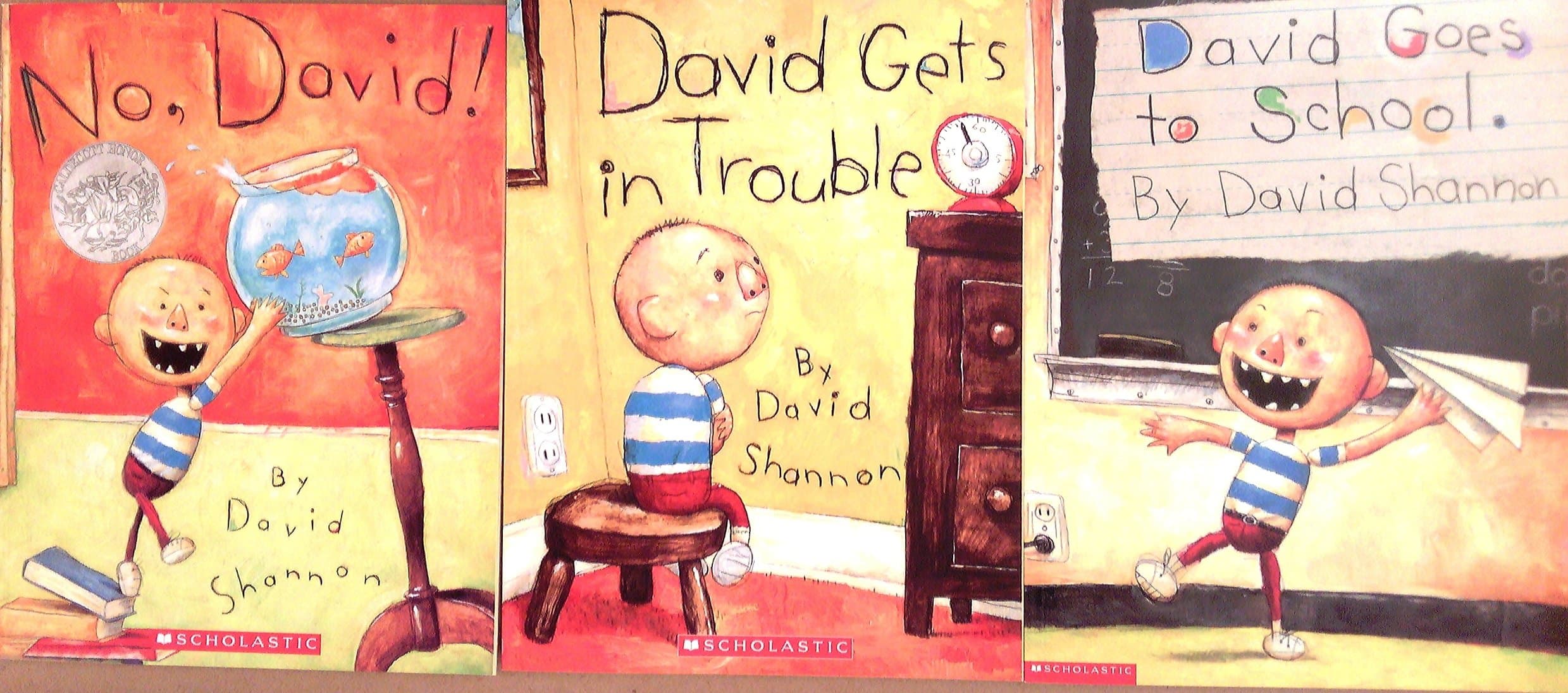 David Shannon Pack Set of 3 Books, No David, David Gets in Trouble, David Goes to School