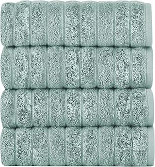 Classic Turkish TowelsCTT Luxury Hand Towels for Bathroom Set of 4, 100% Turkish Cotton, Quick Dry & Comfy Towels for Hotel & Spa, Highly Absorbent | 20"x32" (Spa Green)