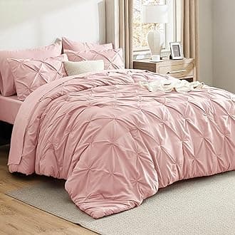 - Bedsure Full Comforter Set Pink - Bed in a Bag Full Size Bedding Set 7 Pieces, GentleSoft™ Pintuck Bed Set Gift for Family, Pinch Pleat All Season Comforter with Sheets, Pillowcases & Shams