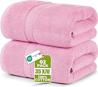 Utopia Towels - Premium Jumbo Bath Sheet (90 x 180 cm, 2 Pack) - 100% Ring Spun Cotton Highly Absorbent and Quick Dry Extra Large Bath Sheet - Super Soft Hotel Quality Towel (Pink)